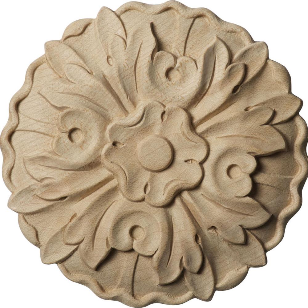 Ekena Millwork ROS04X04X01KEMA Small Kent Floral 4.25-in x 4.25-in Round Unfinished Maple Wood Rosette