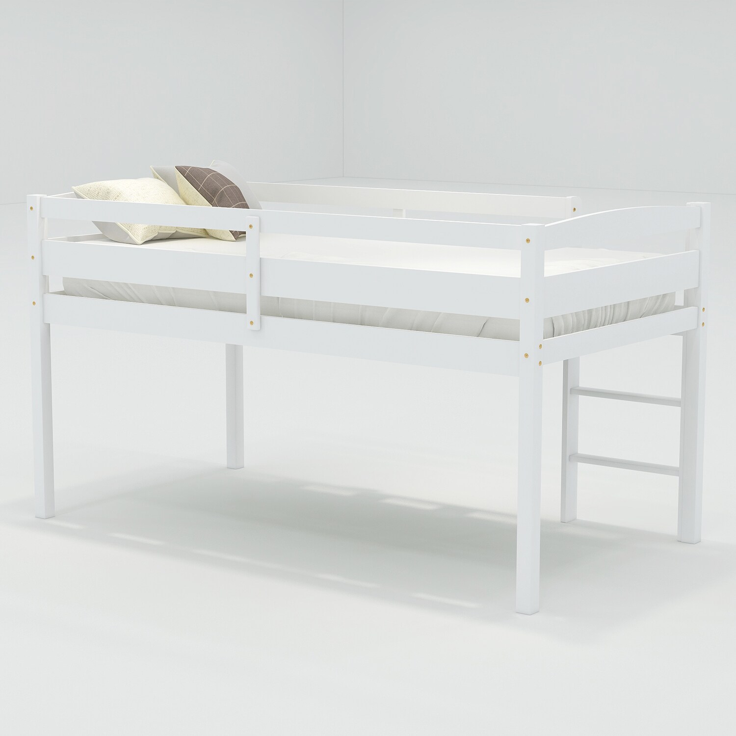 Casainc Low Loft Bed White Twin Loft Bunk Bed In The Bunk Beds Department At