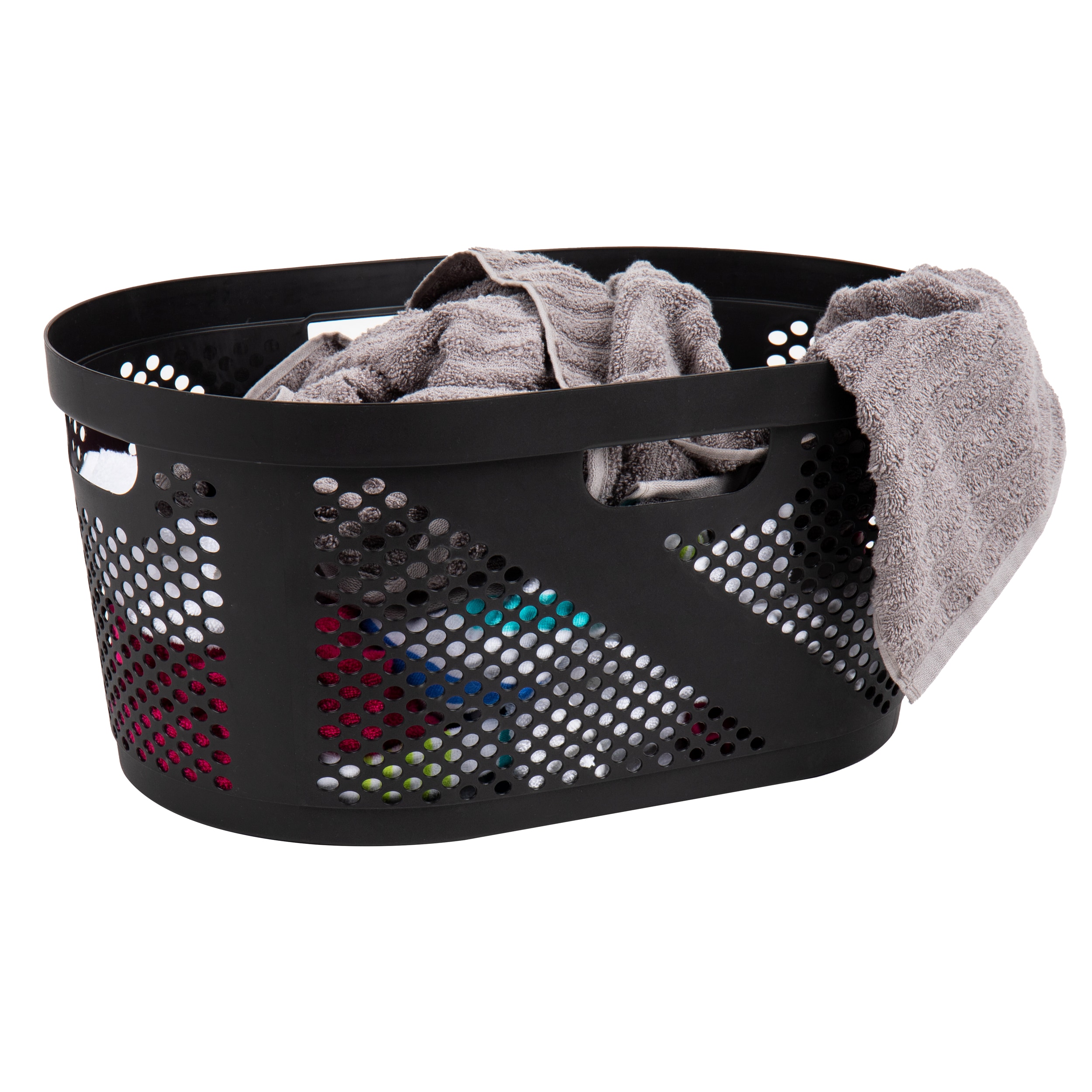 Mind Reader HHAMP40-BLK 40-Liter Black Plastic Laundry Basket
