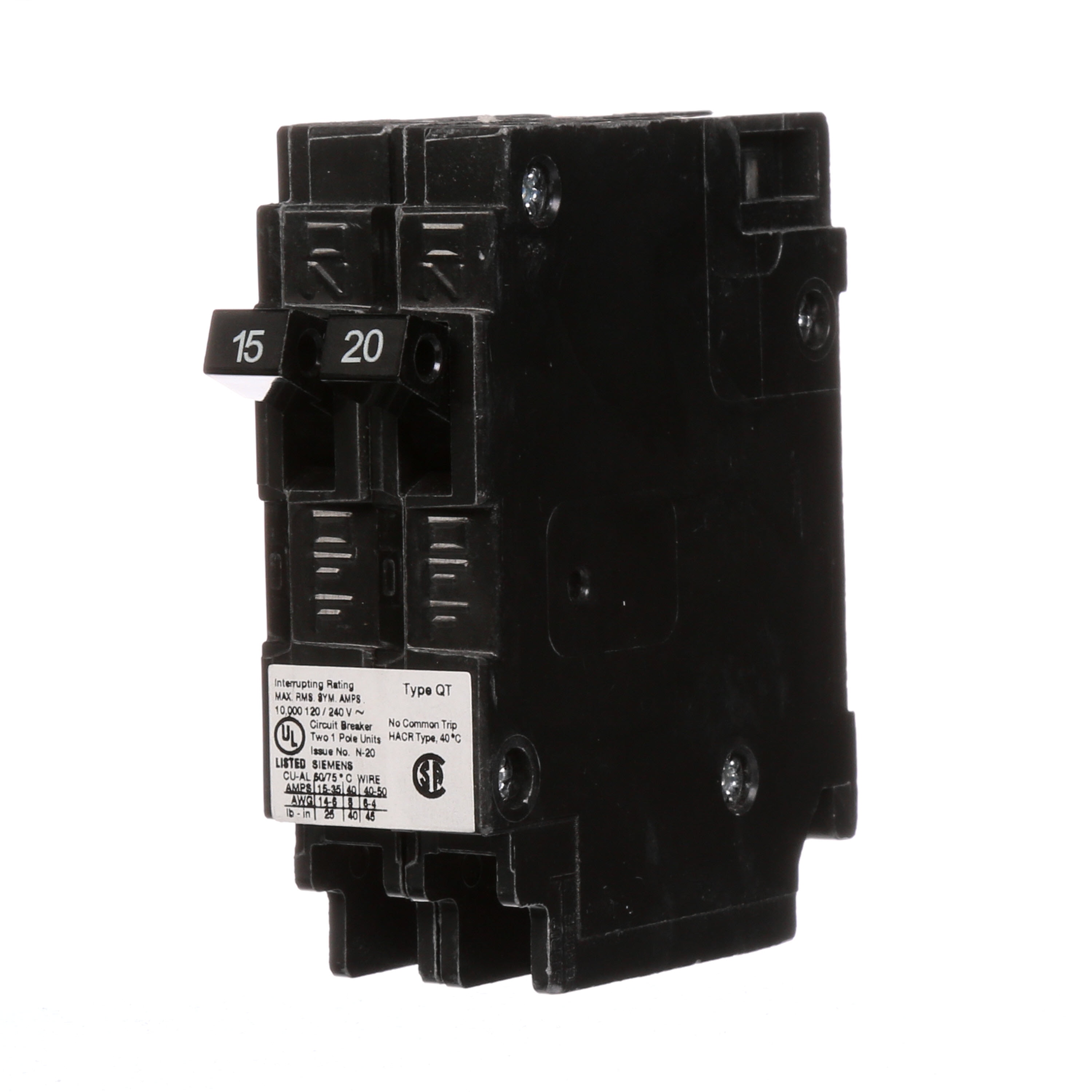 Siemens Q1520NC QT 15-amp/20-amp Tandem Circuit Breaker