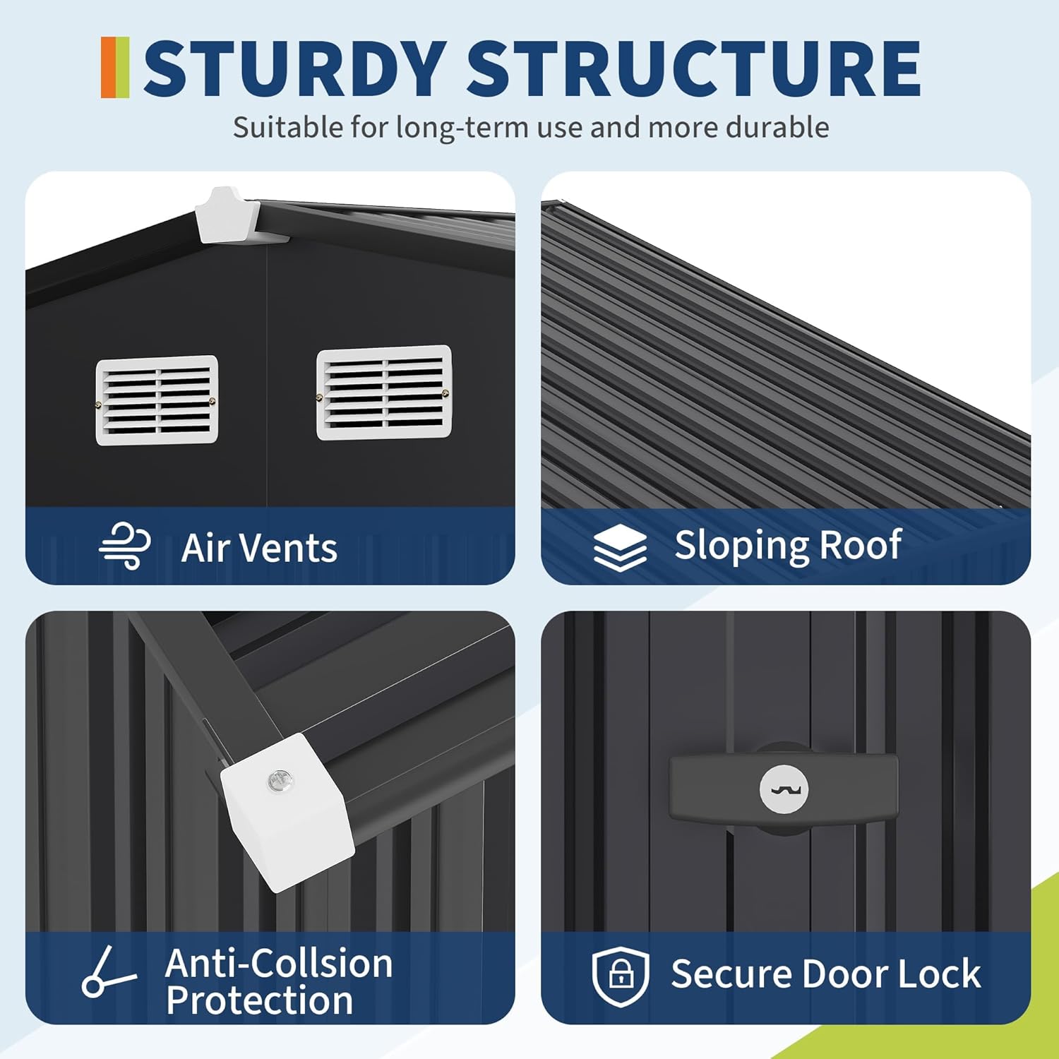 GAOMON CQC-7TD9D4-RGY1 Metal-Storage-Buildings-Sheds - View #4