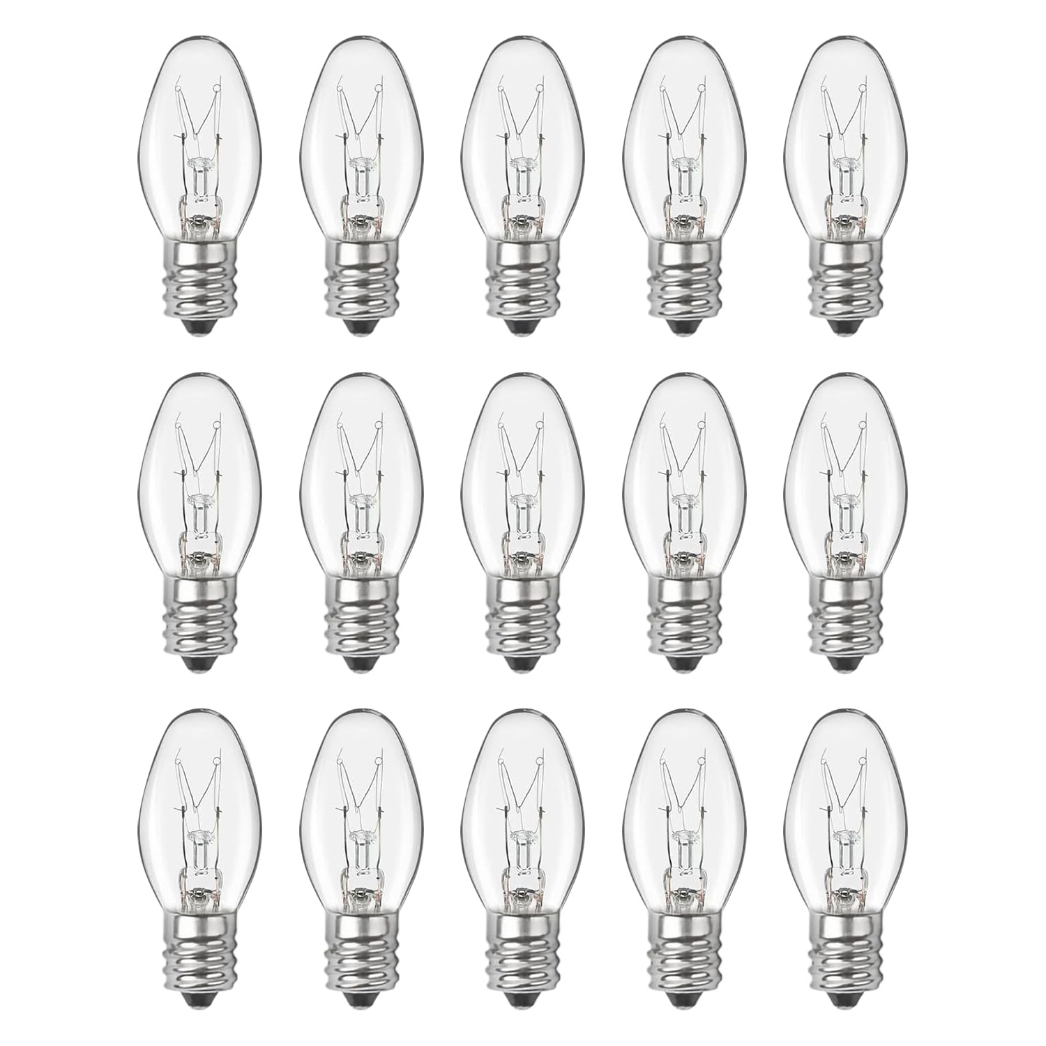 Etokfoks Salt Lamp Bulbs 15 Watt C7 Replacement Bulbs For Wax Warmer Plug In Diffuser Warm White Dimmable 15 Pack E12 Screw Base #LETA052Y3