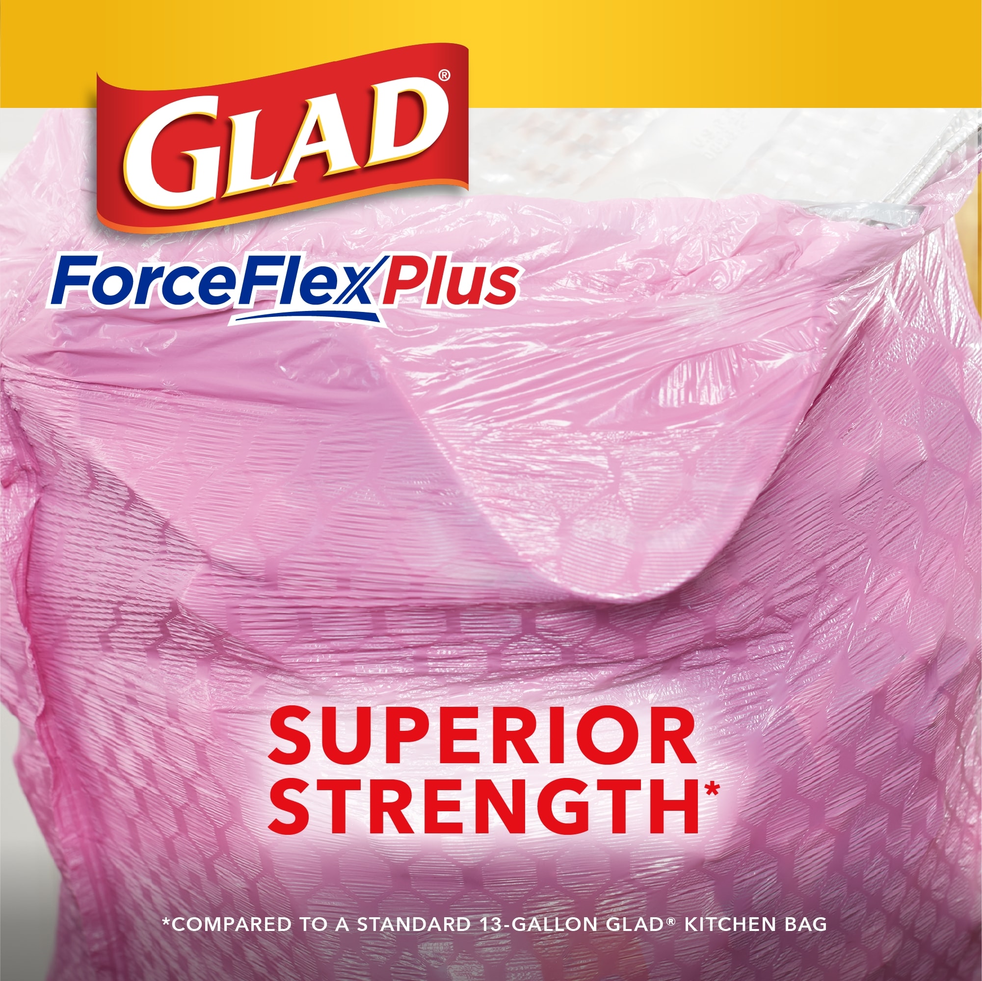 Glad ForceFlex MaxStrength Tall Kitchen Drawstring Trash Bags, 13 Gallon,  Cherry Blossom, 34 Count