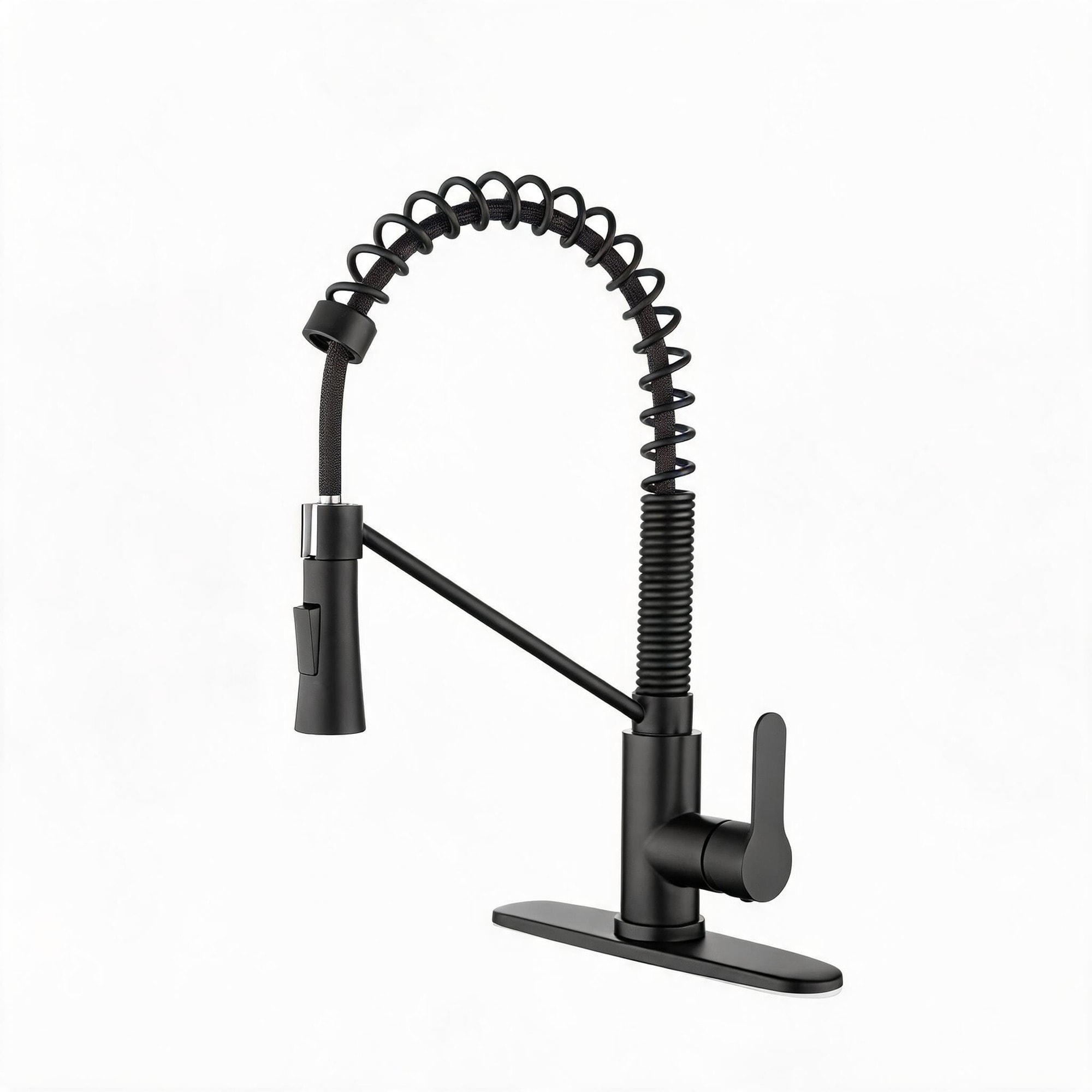 IAK Matte Black Stainless Steel Kitchen Faucet Single Handle with Pull Down Sprayer and 2 GPM Flow Rate