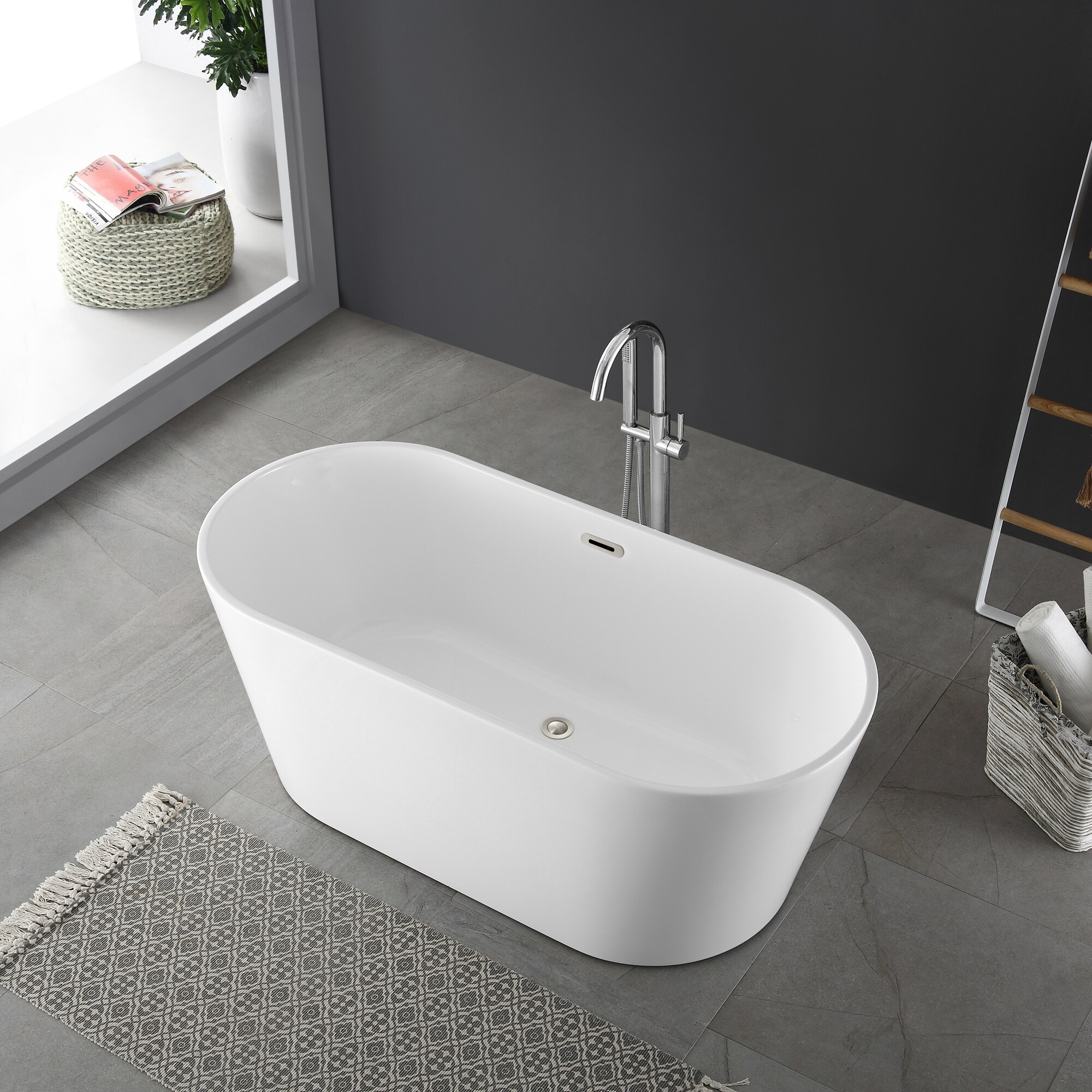 NOVA Oriental: Acrylic Bath Tub: (170x70)cm +Grips+Legs, White - T&C