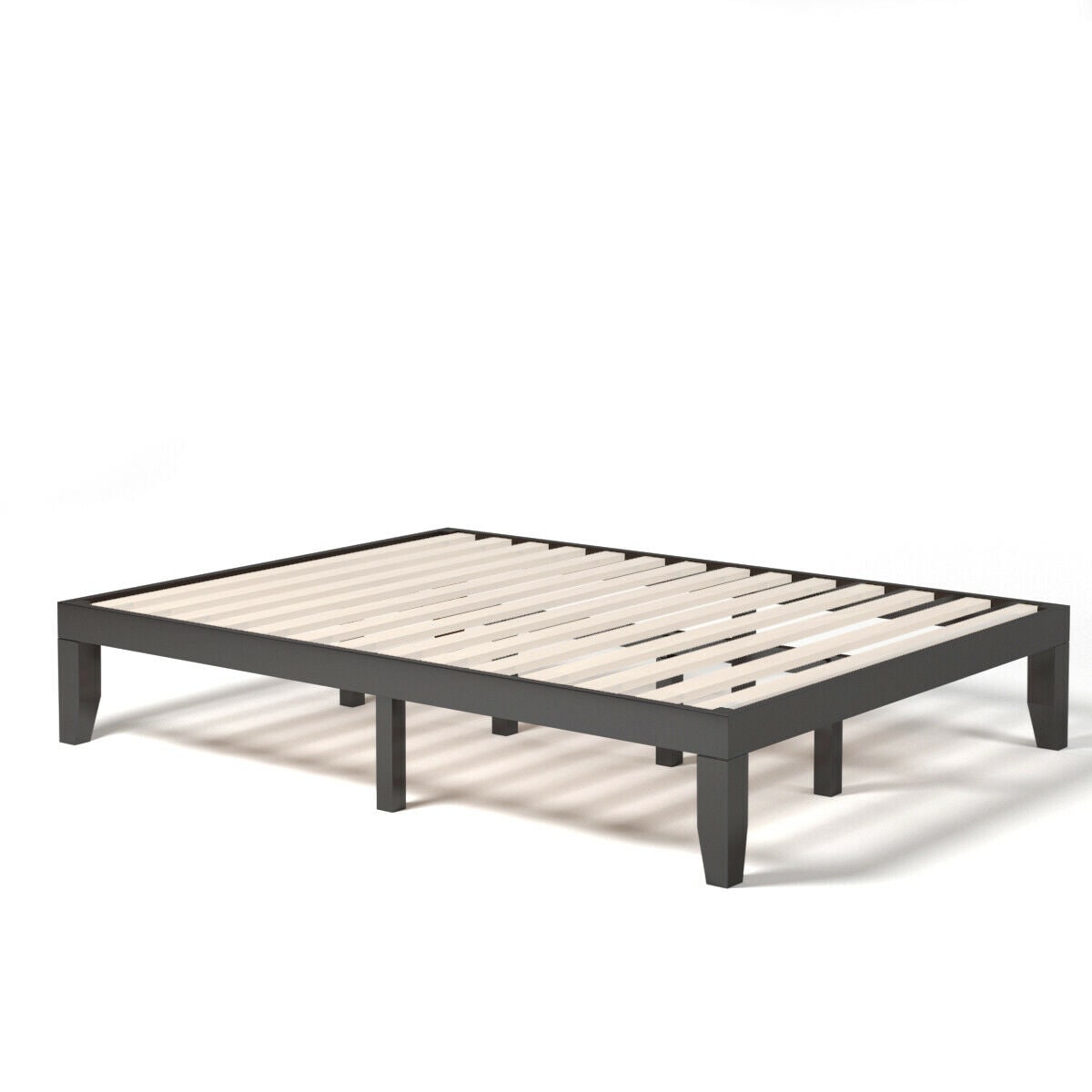 Boyel Living HYSN-63260BN 14 in. Queen Size Rubber Wood Platform Bed Frame with Wood Slat Support