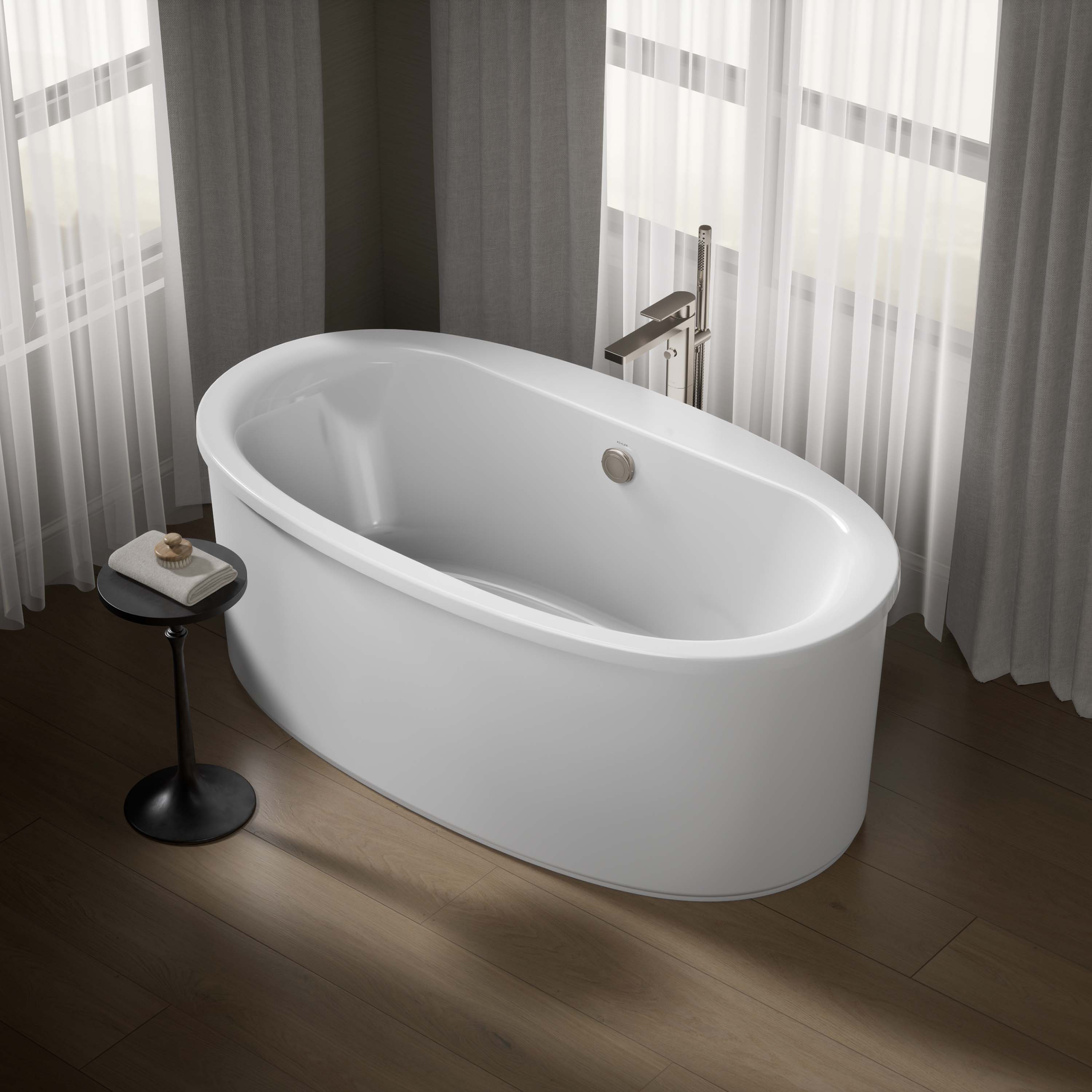 KOHLER Sunstruck 36-in x 66-in White Acrylic Oval Freestanding