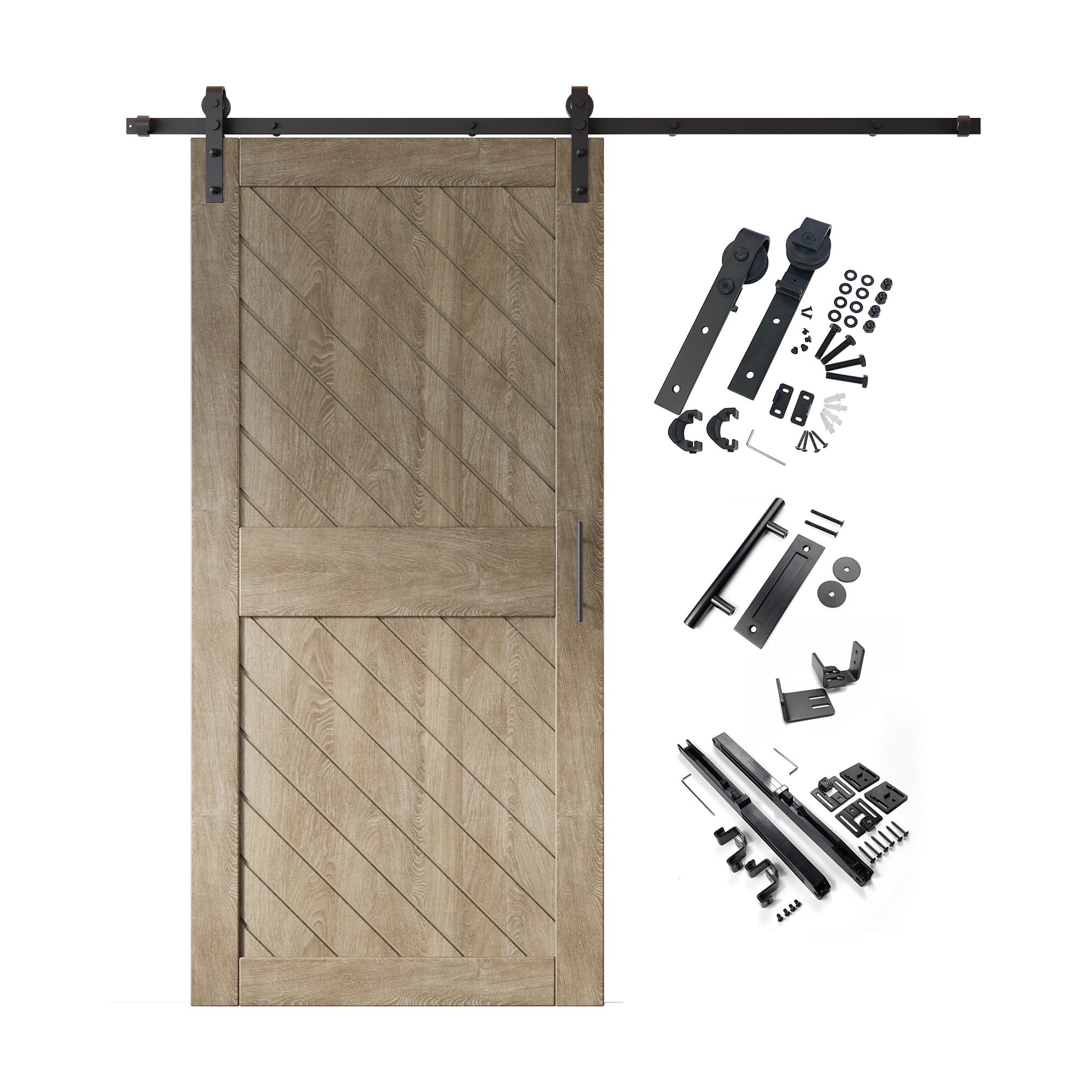 HOMACER YT1H084C-XT2-4084-GR 40-in x 84-in Classic Gray Prefinished Non-standard Pine Wood Solid core Single Barn Door (Hardware Included)