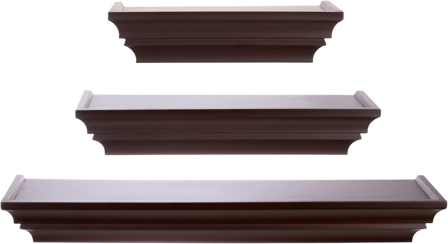 Kiera Grace FN00371-3 24-in L x 5-in D x 2-in H Espresso MDF Rectangular Tiered shelf 3 Decorative Shelves