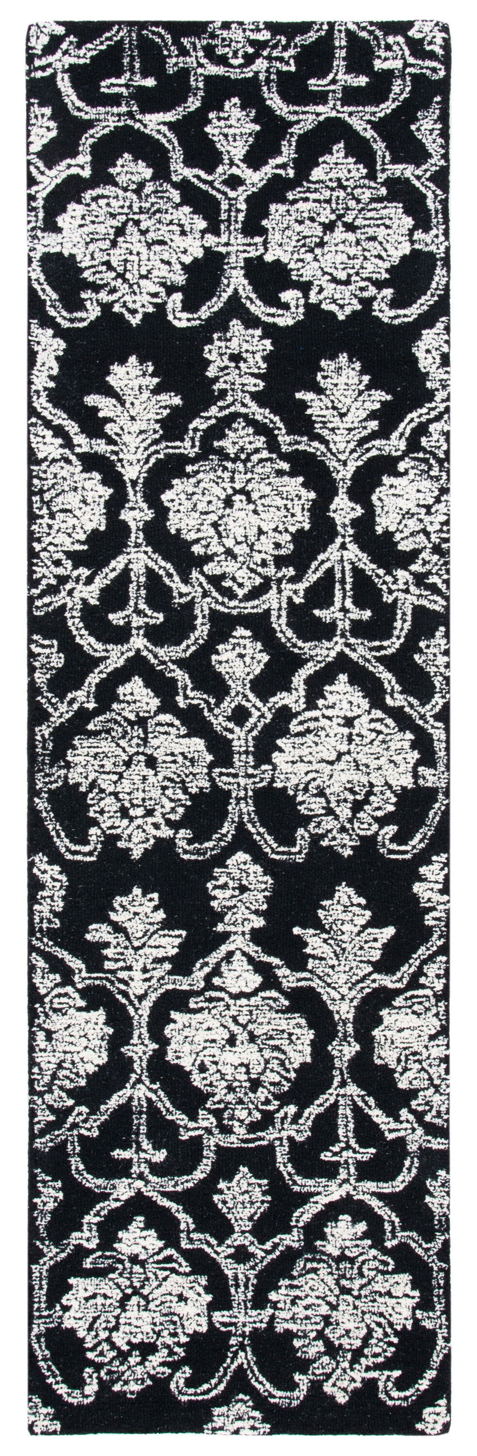 Safavieh MET996Z-28 Metro Mizka 2 x 8 (ft) Tufted Wool Black/Ivory Rectangular Indoor Floral/Botanical Farmhouse/Cottage Runner rug