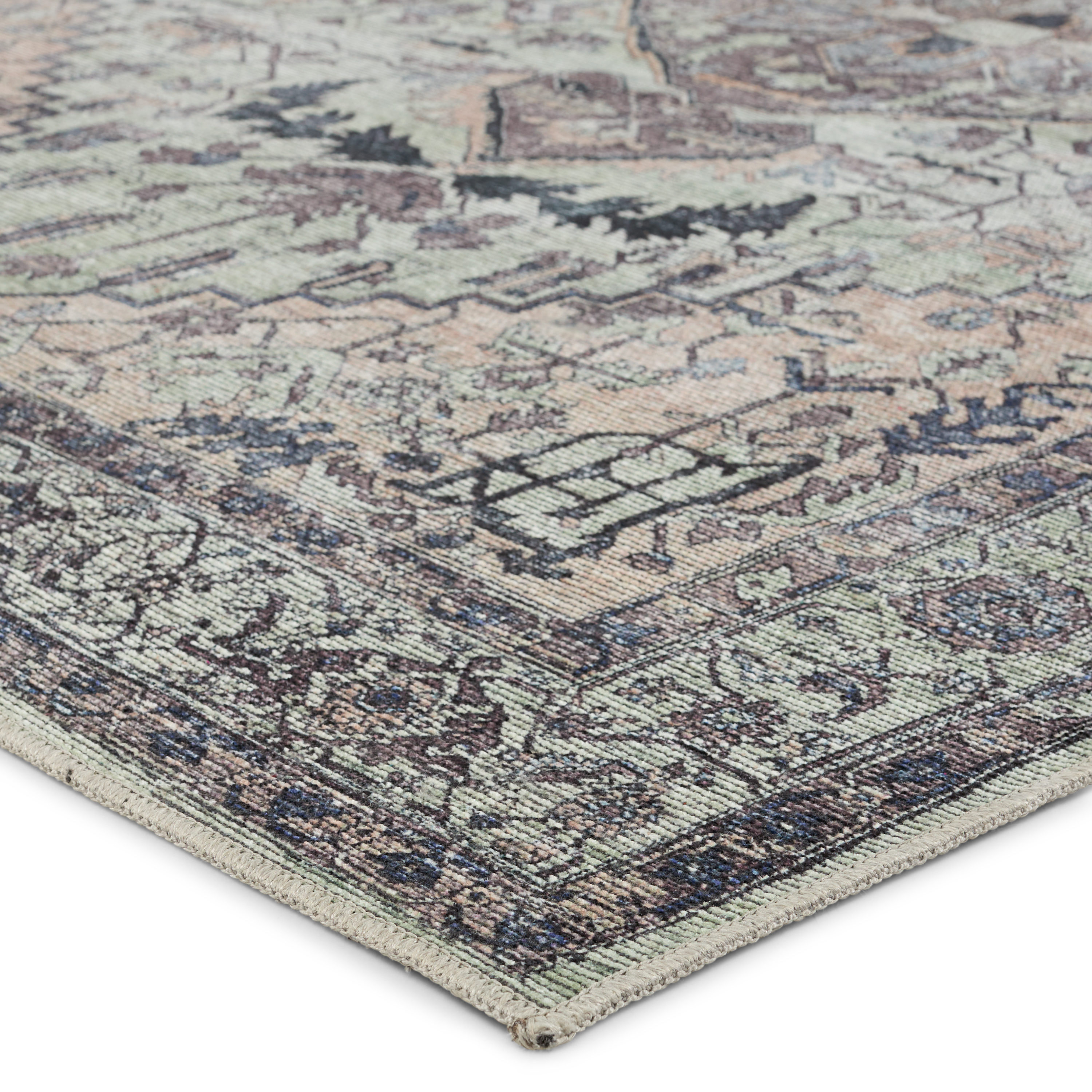 Gray Medallion 10' x 14' Washable Reversible Cotton Rug