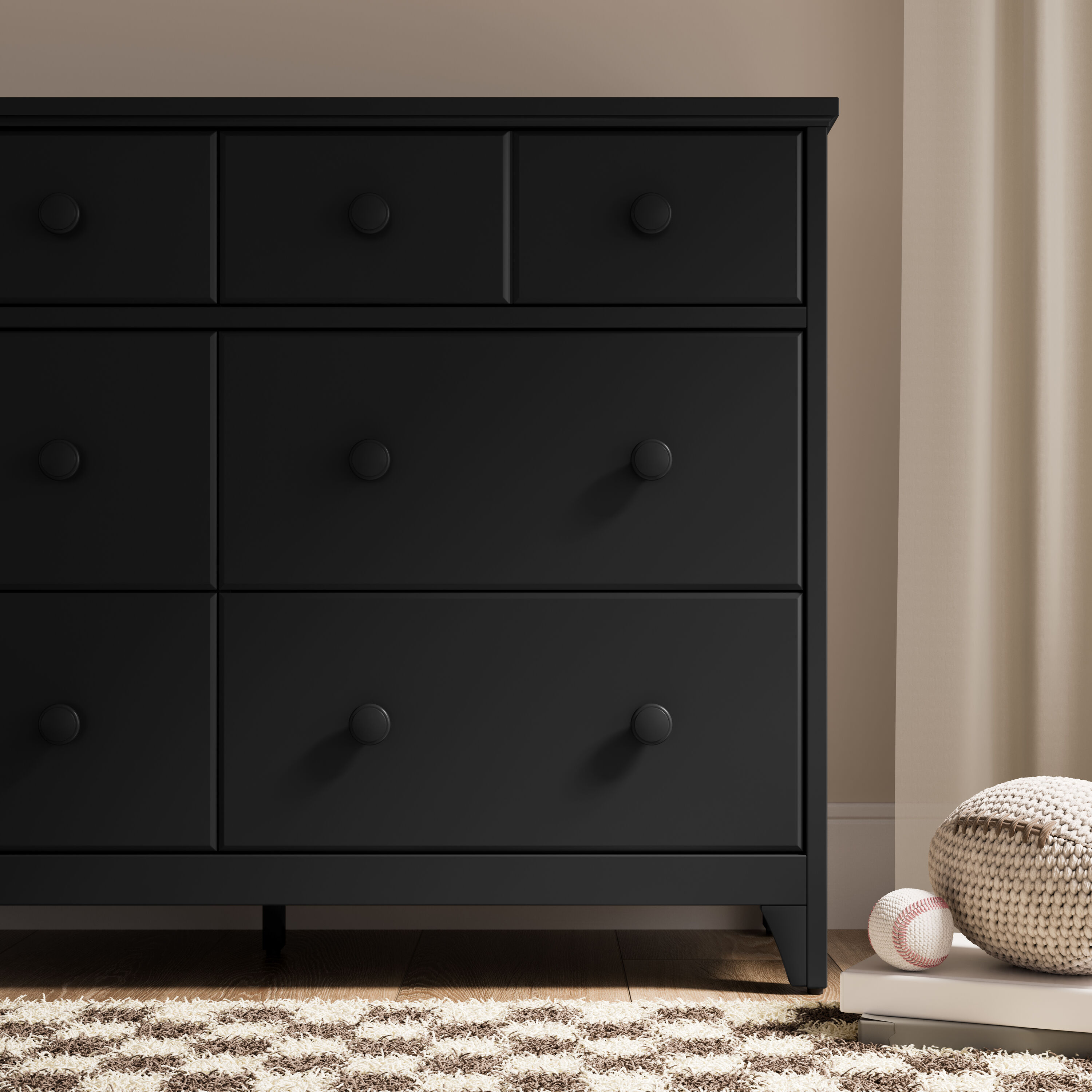 Storkcraft Moss Black 6-Drawer Double Dresser with Deep Drawers