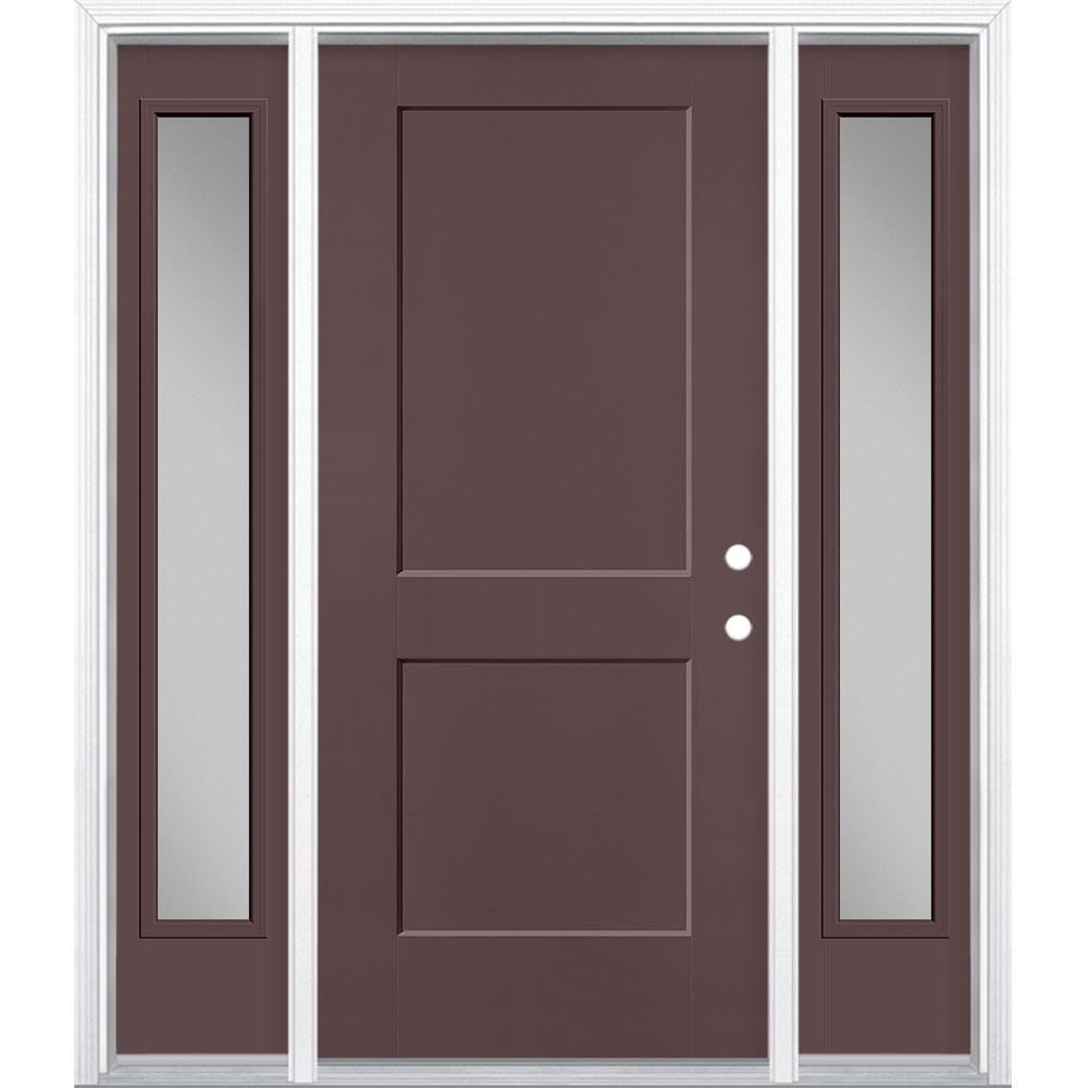 Masonite 5204170 Logan 64-in x 80-in x 4-9/16-in Fiberglass No glass Left-hand inswing Currant Painted Prehung Front Door with Sidelights with Brickmould Insulating core