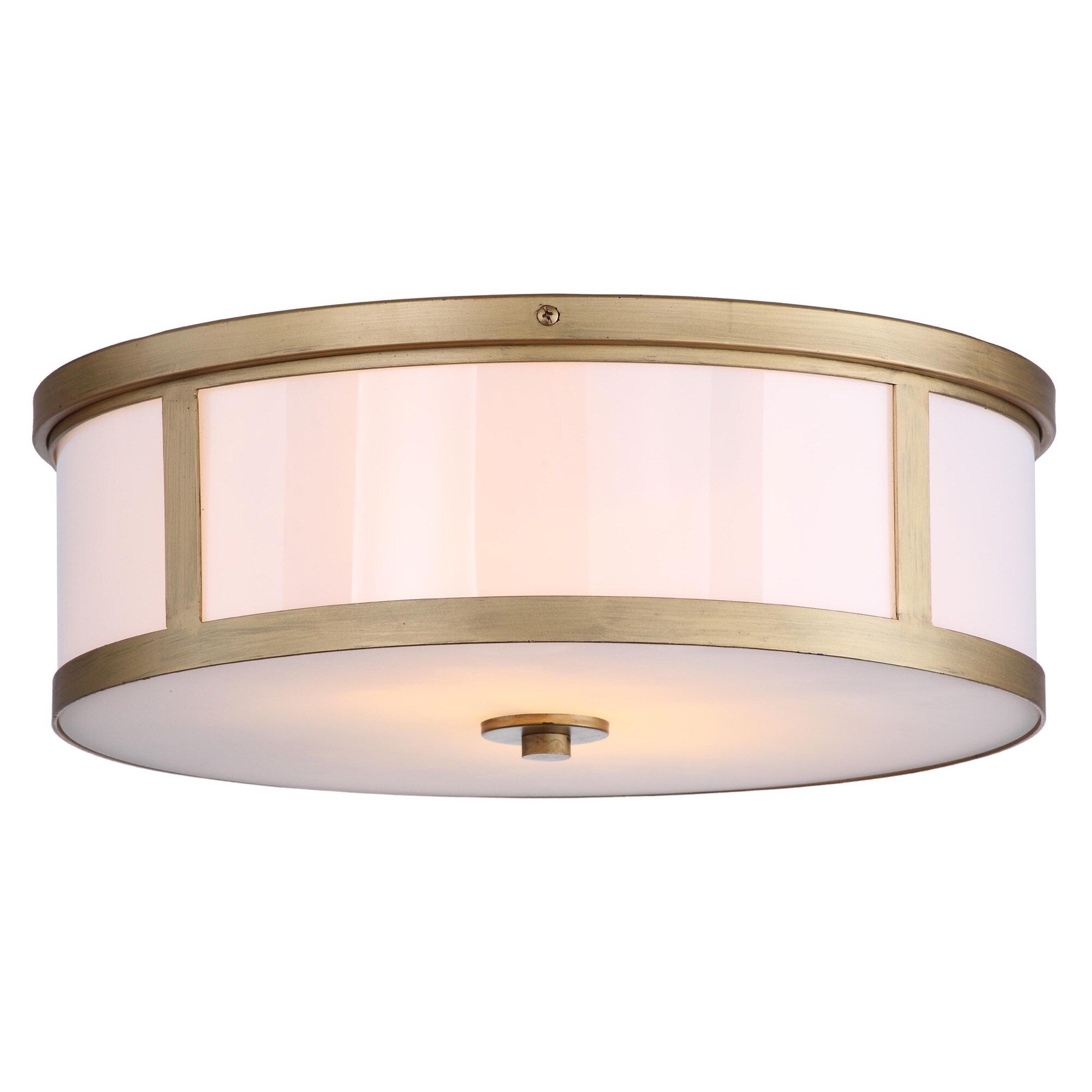 Avery Antique Gold 17" Contemporary Drum Flush Mount LED Ceiling Light