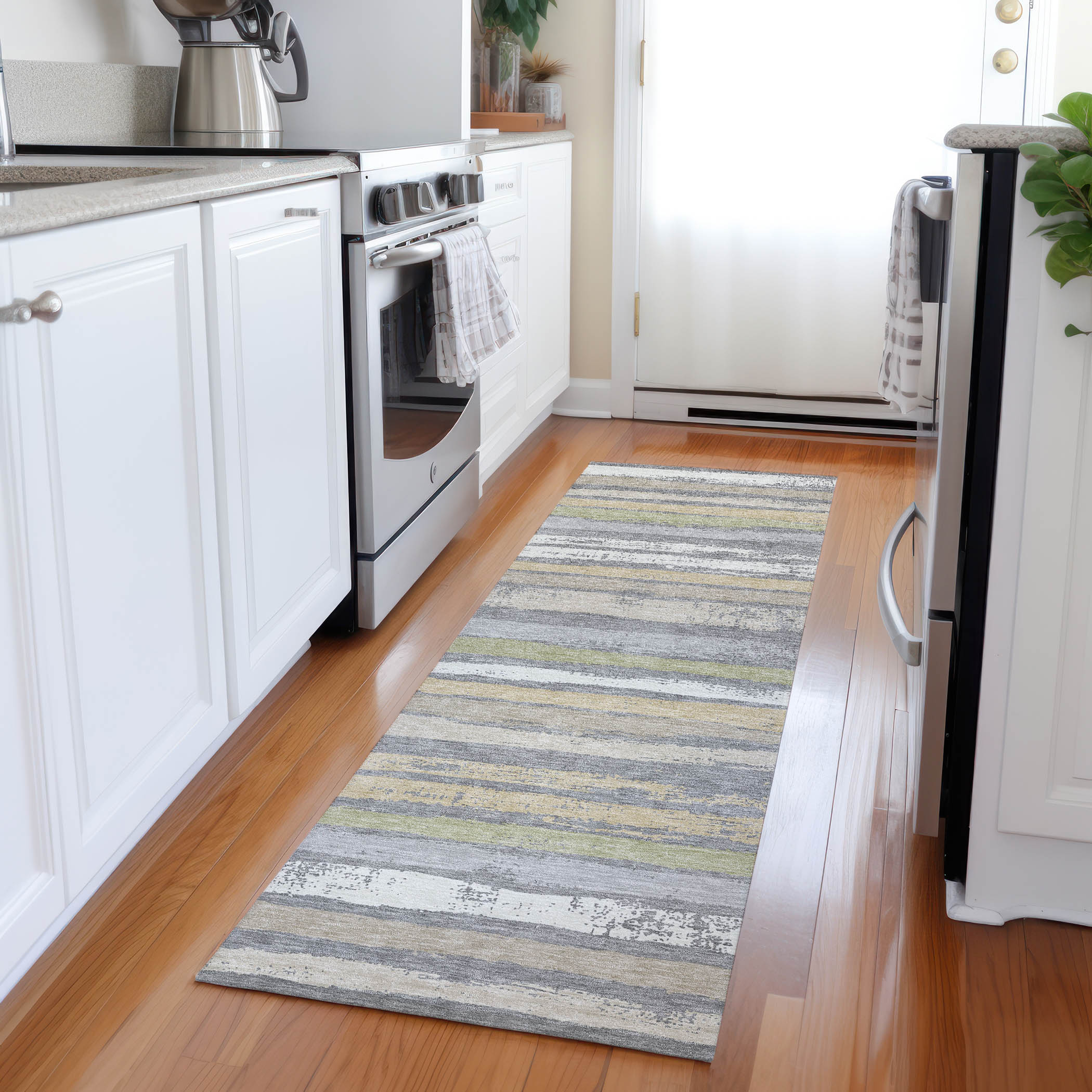 Addison Rugs ACN1019GY2X8 Chantille ACN1019GY 2 x 7 (ft) Polyester Gray Rectangular Indoor/Outdoor Geometric Machine washable Runner rug