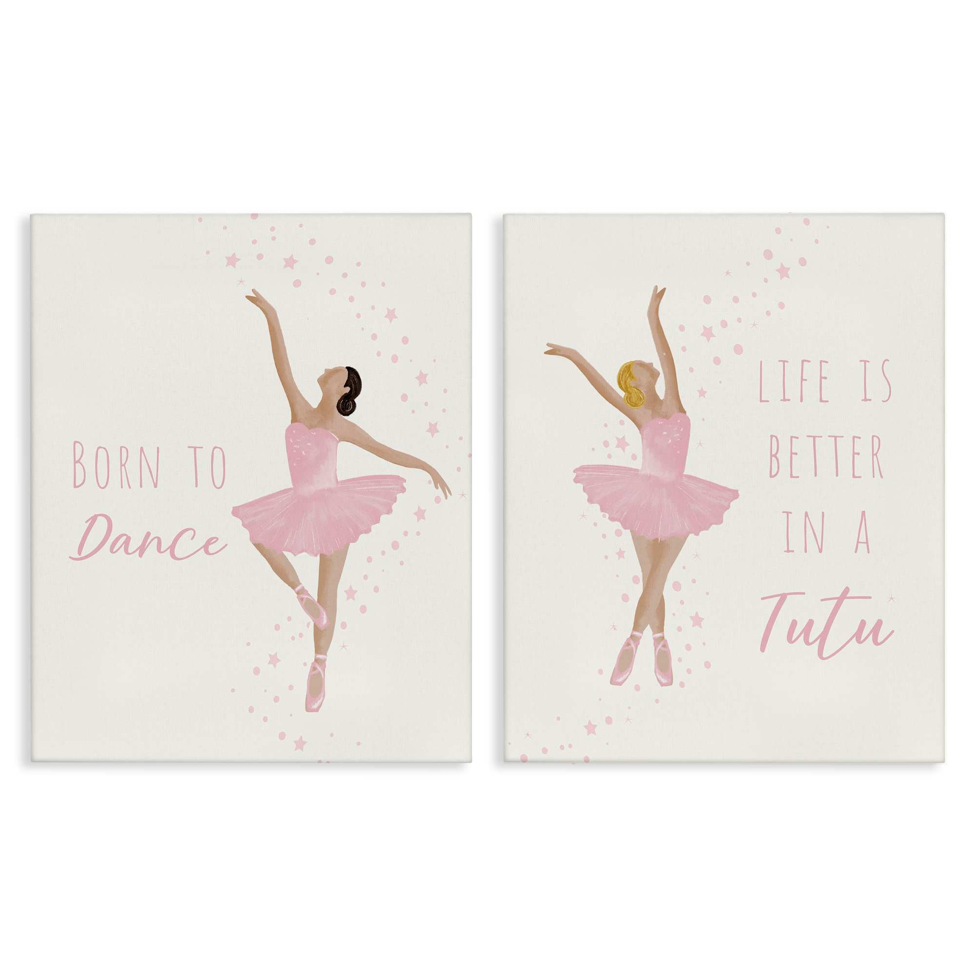 Stupell Industries B2-942-CN-2PC-16X20 Inspiring Ballerina Sentiments 2pc Canvas Set design by Chen Alyesh