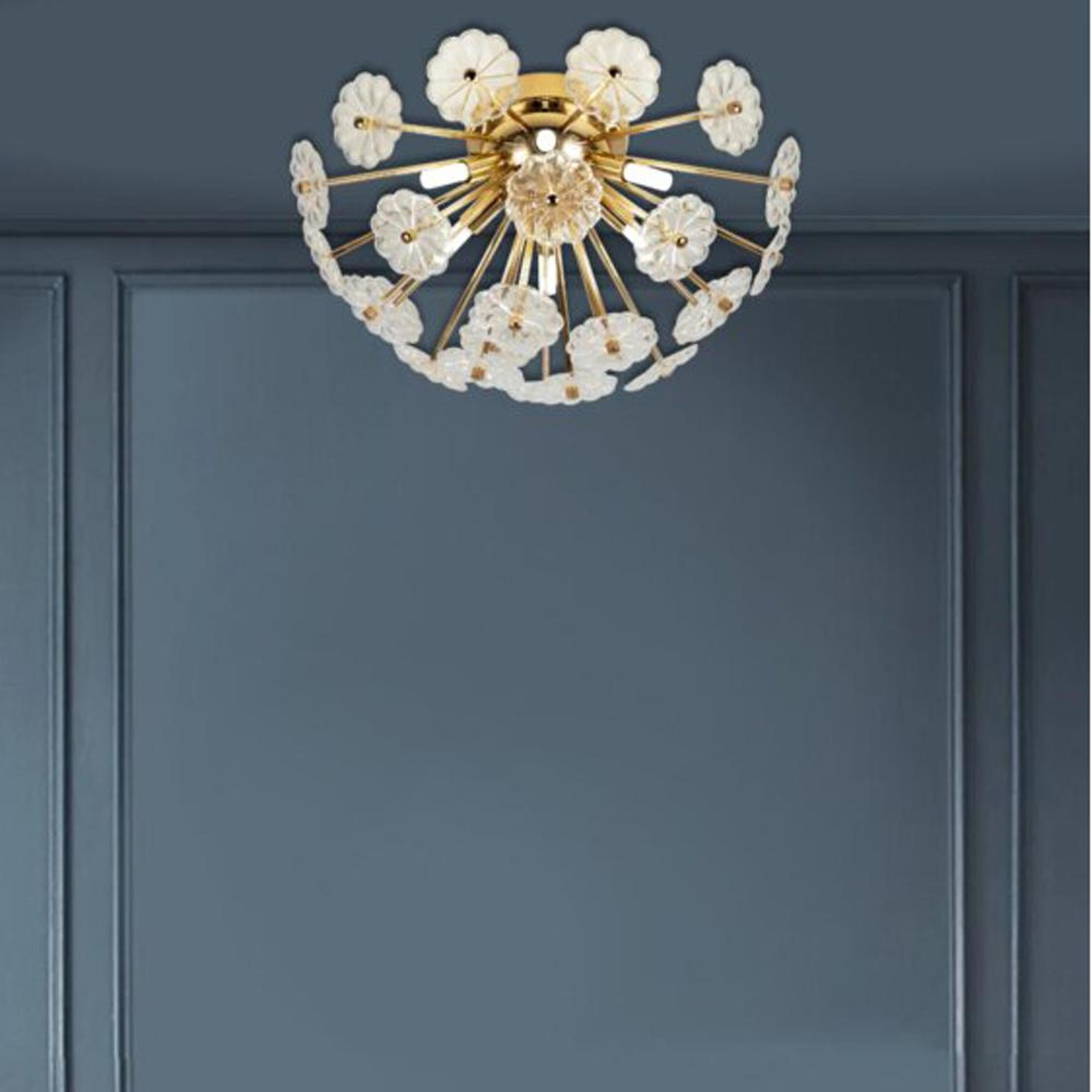 Bayfeve BD-3179DJ Golden Crystal Ceiling Light 6 -Light 19.7 Gold Flush Mount Light