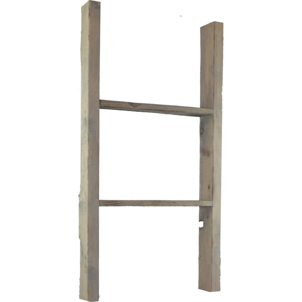 Ekena Millwork DECR019X036X04LDRGY Barnwood Decor Reclaimed Grey Pine Leaning Blanket ladder