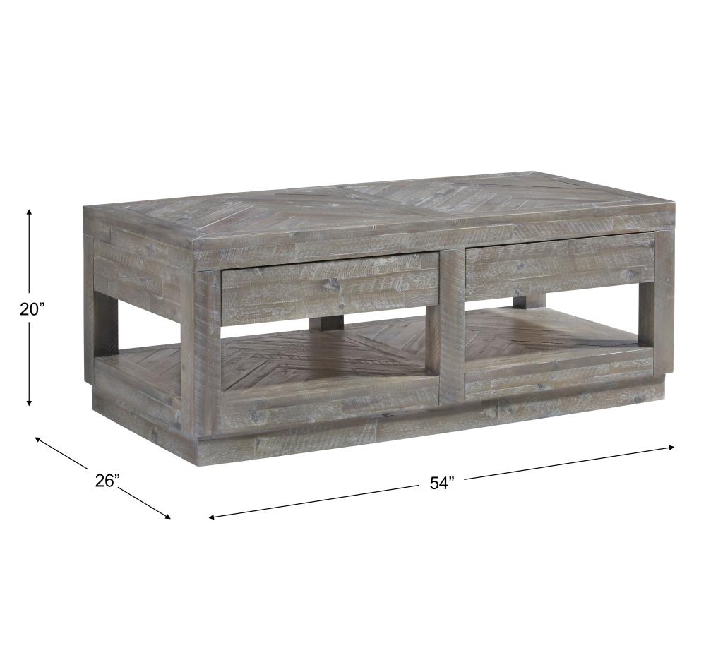 Modus Furniture Herringbone Rustic Latte Wood Coastal Coffee Table with ...