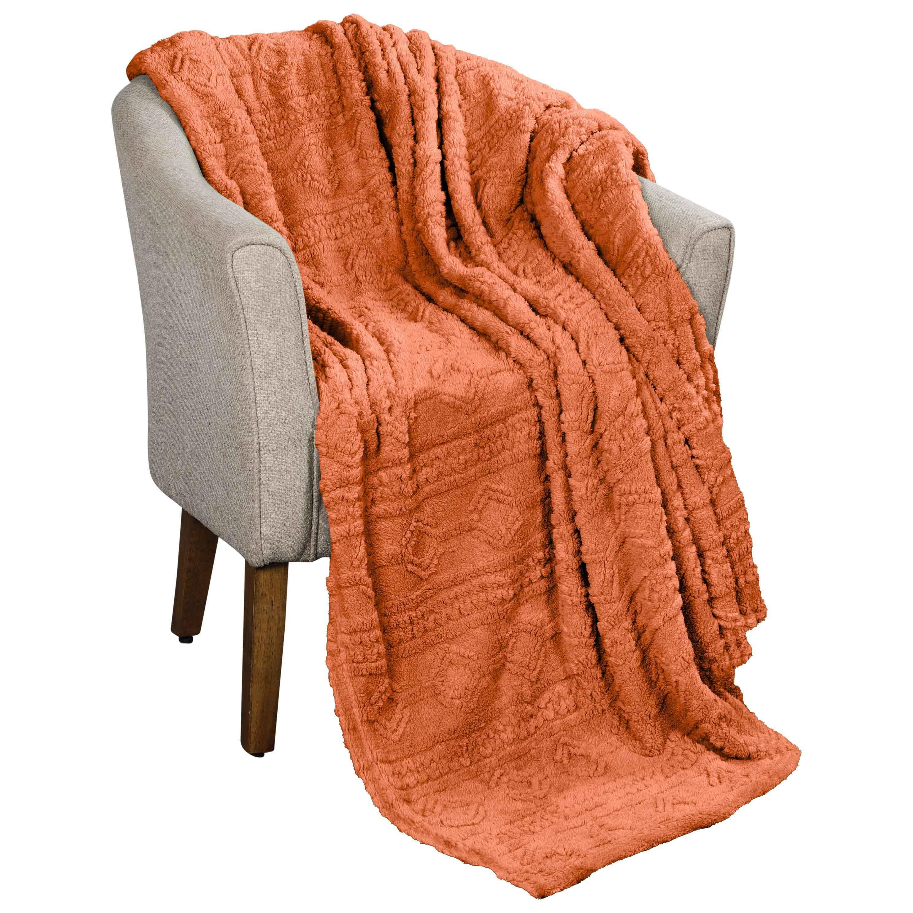 Slickblue Polyester Boho Knit Jacquard Fluffy Fleece Blanket for Bed Sofa Guest Room and Living Room Styling Multiple Color and Size Options