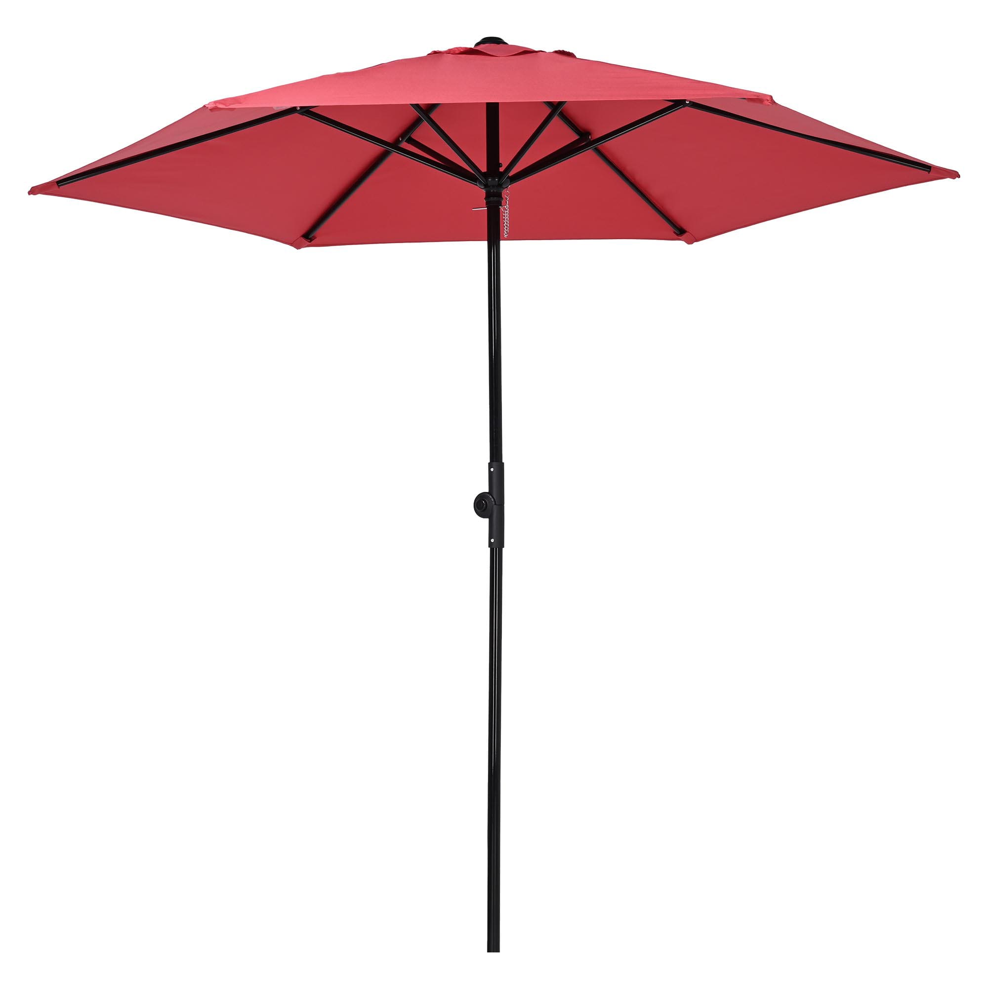 Yescom 07UMB001-7FT-02-LO 7.5 Ft Outdoor Patio Umbrella 6 Ribs with Scale Tilt Button Strap UV30+ Sunshade Garden Parasol for Yard Deck Market Pool Red