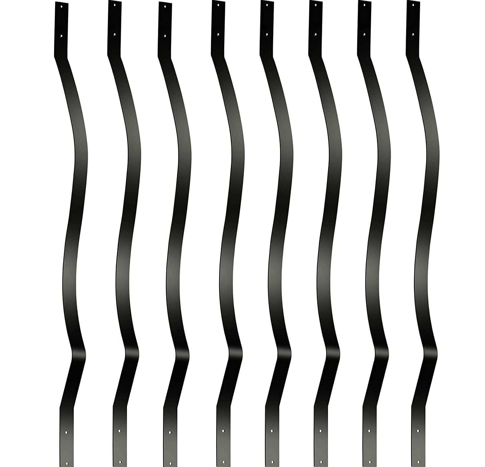 Afoxsos  61 Pack 32 and a quarter by 1 Metal Deck Spindles Iron Balusters for Deck Railing Porch Railing Wave Arc Baluster for Wood Composite Deck