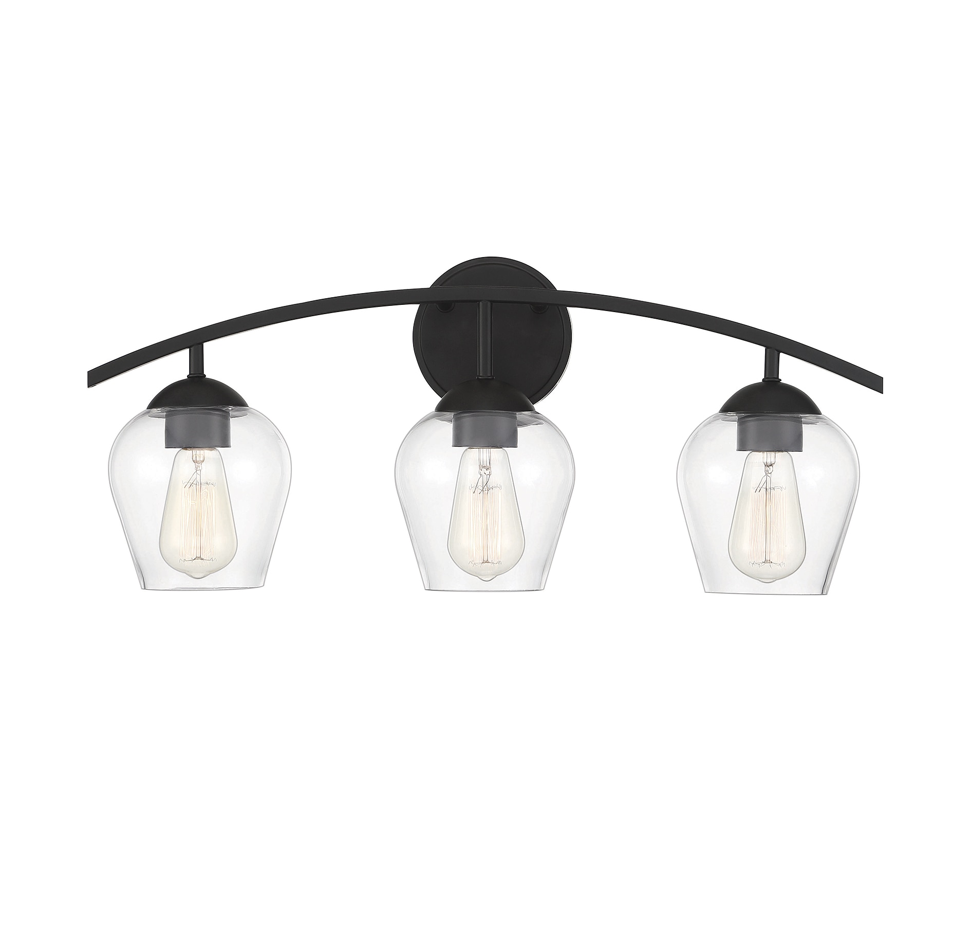 Meridian Lite Trends M80032MBK Meridian 24-in 3 -Light Matte Black Farmhouse Vanity light