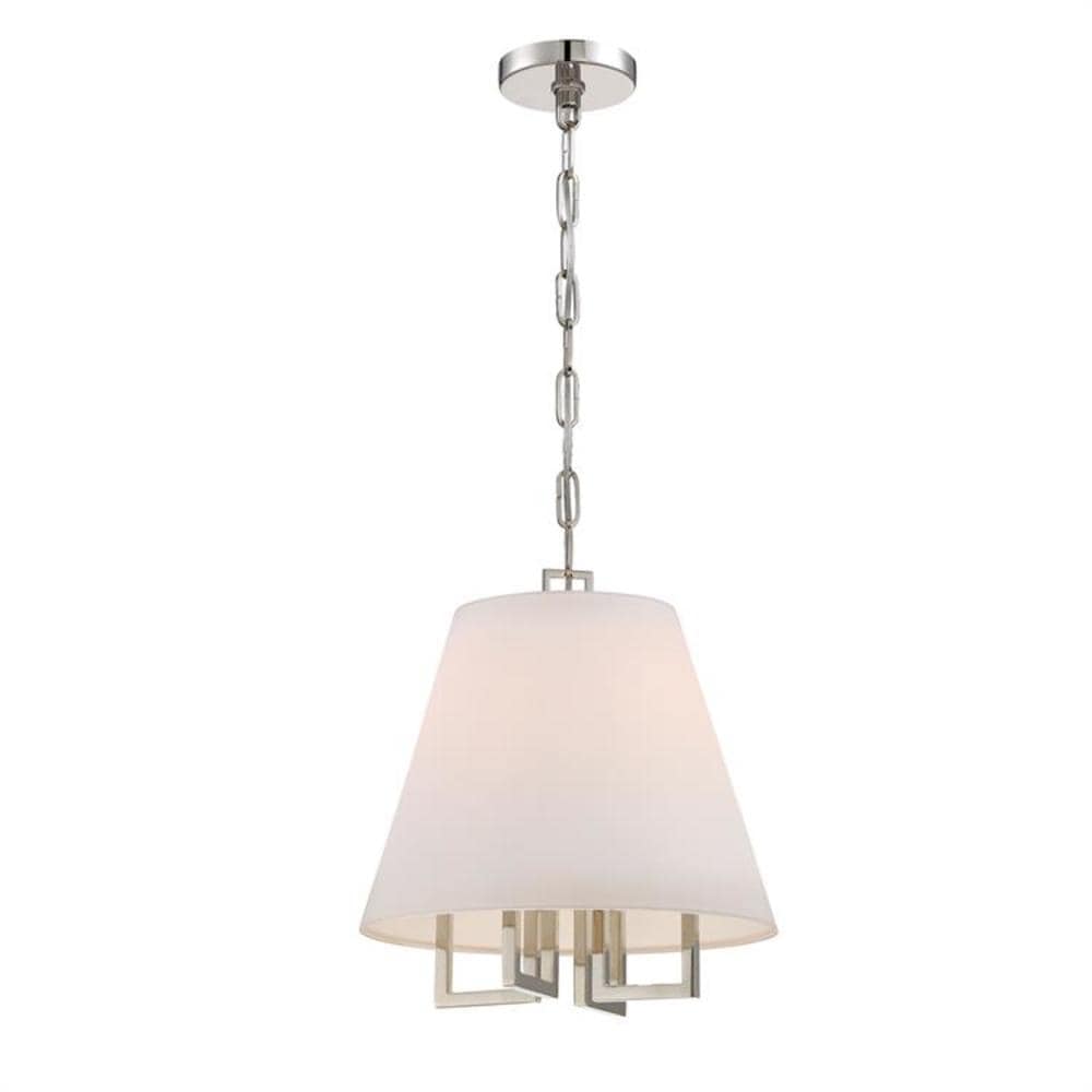 Polished Nickel Mini Chandelier with Silk Shade