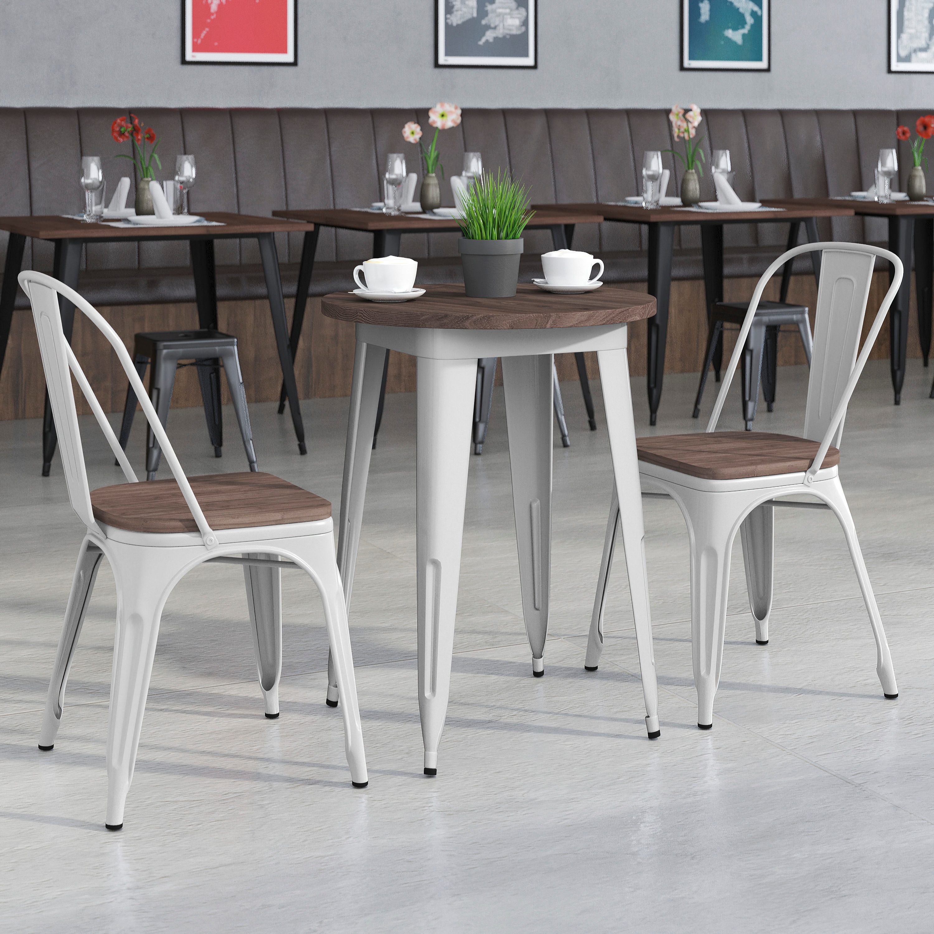 Flash Furniture 889142499947 Silver Contemporary/Modern Dining Room Set with Round Table (Seats 2)
