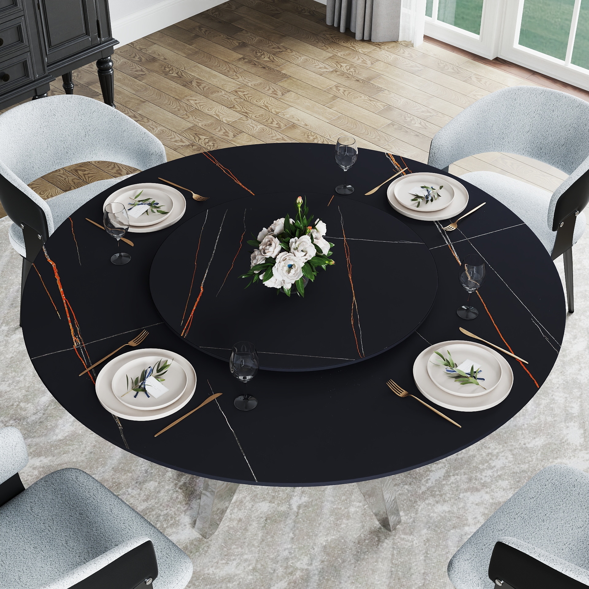 BuotiqHom DH-AT-150B80B-8S Dining-Tables - View #2
