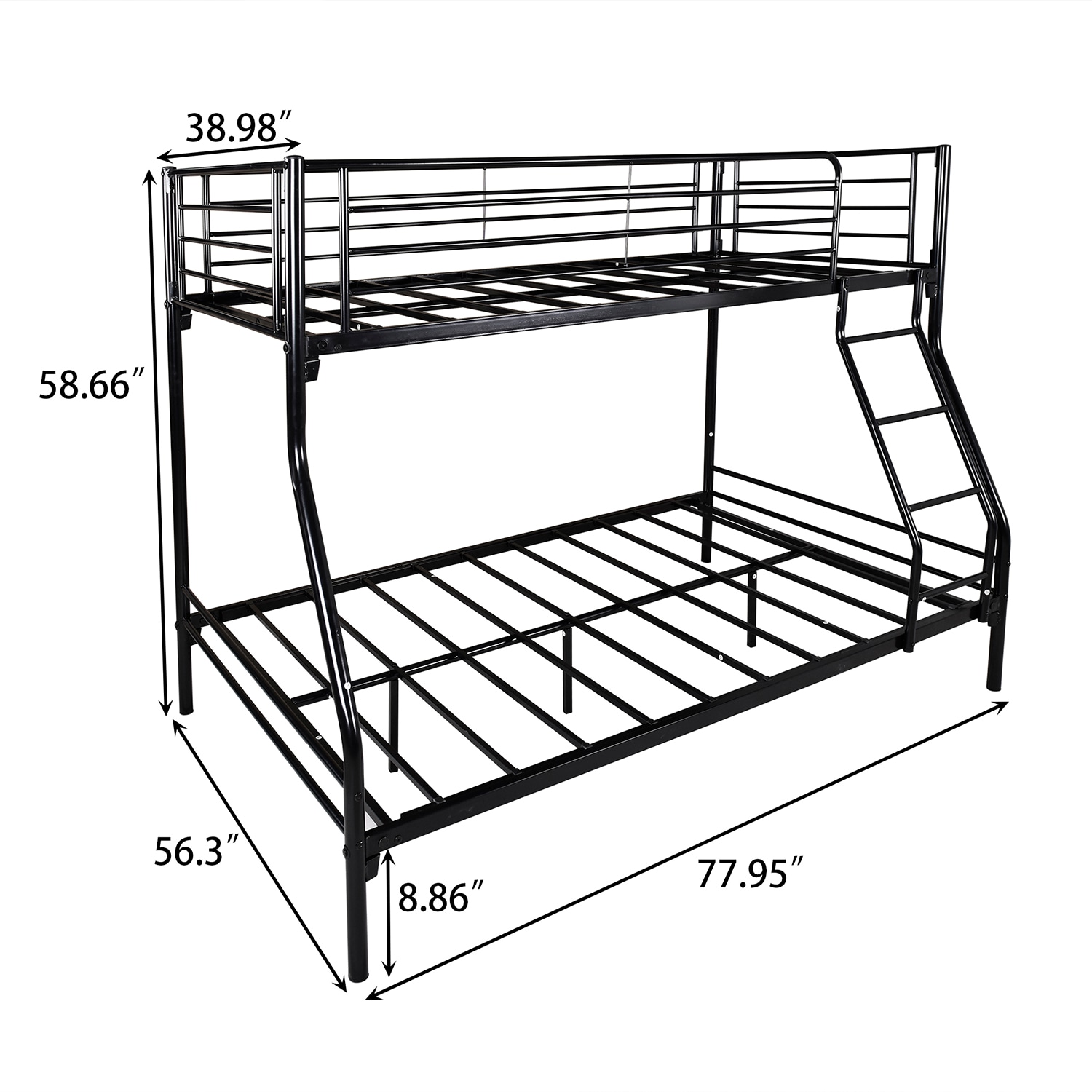 GZMR Twin-Over-Full Bunk Bed Black Twin Over Full Bunk Bed in the Bunk ...