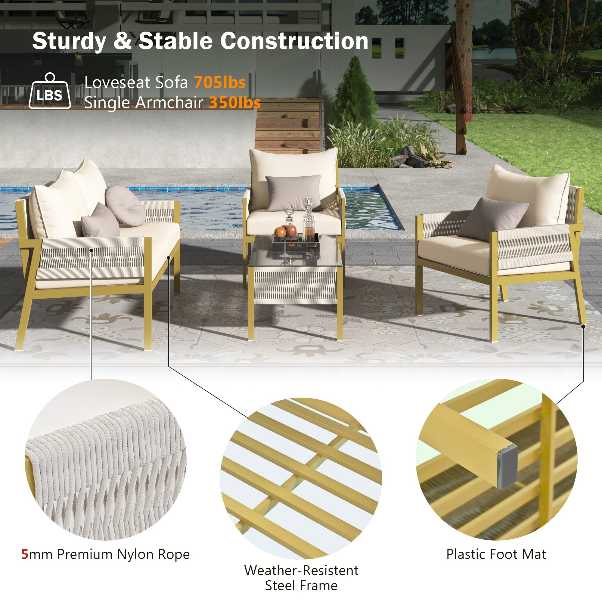 Forclover ALKK-03AWH Patio-Conversation-Sets - View #4