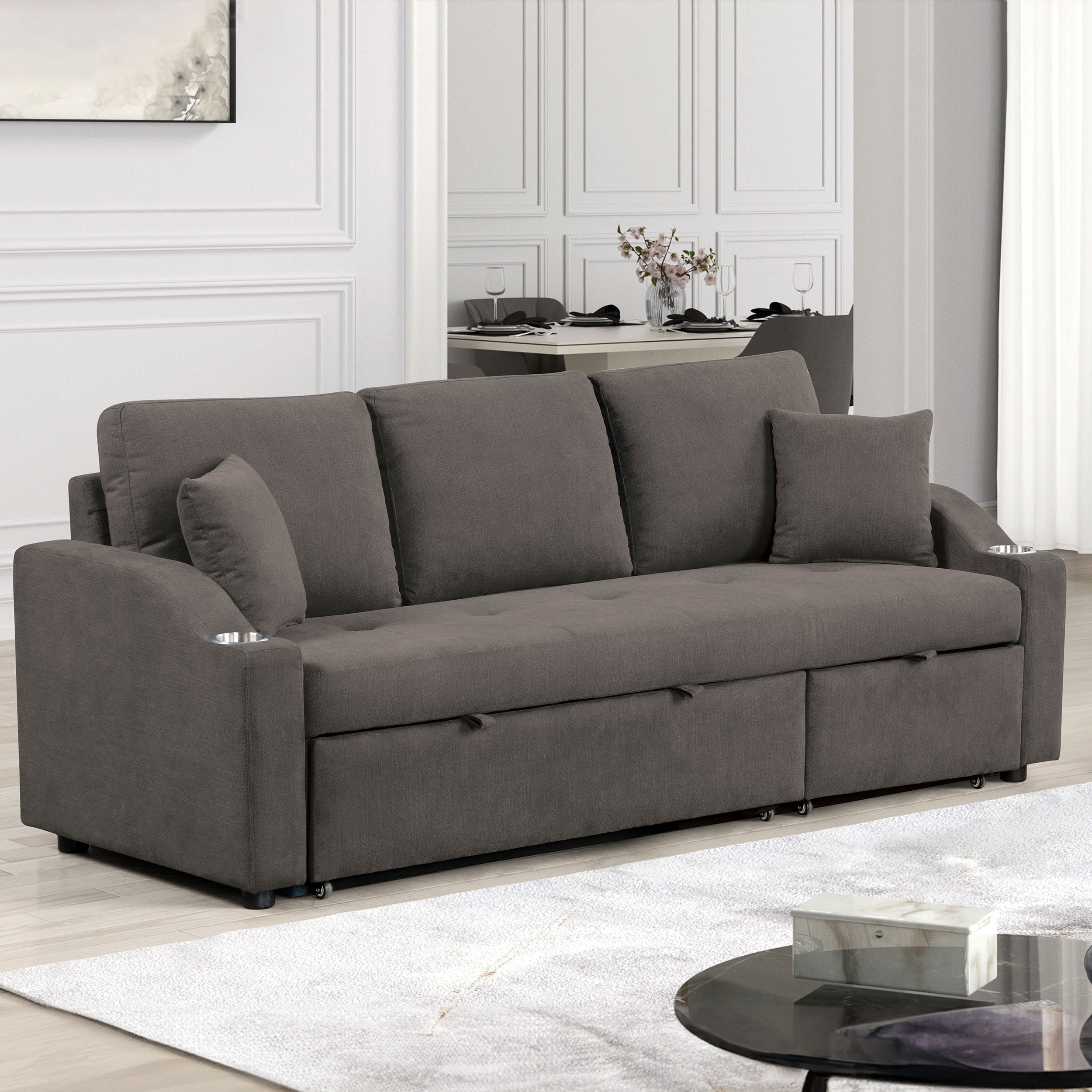 Furniture of America IDF-N6963GY Scarlett 82.5-in Modern Gray 3 -seater Sectional