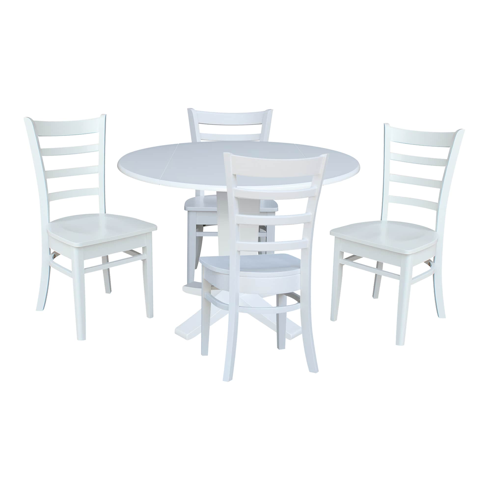 International Concepts K08-42DPT-23B-C617-4 White Traditional Dining Room Set with Round Table ( Seats 4 )