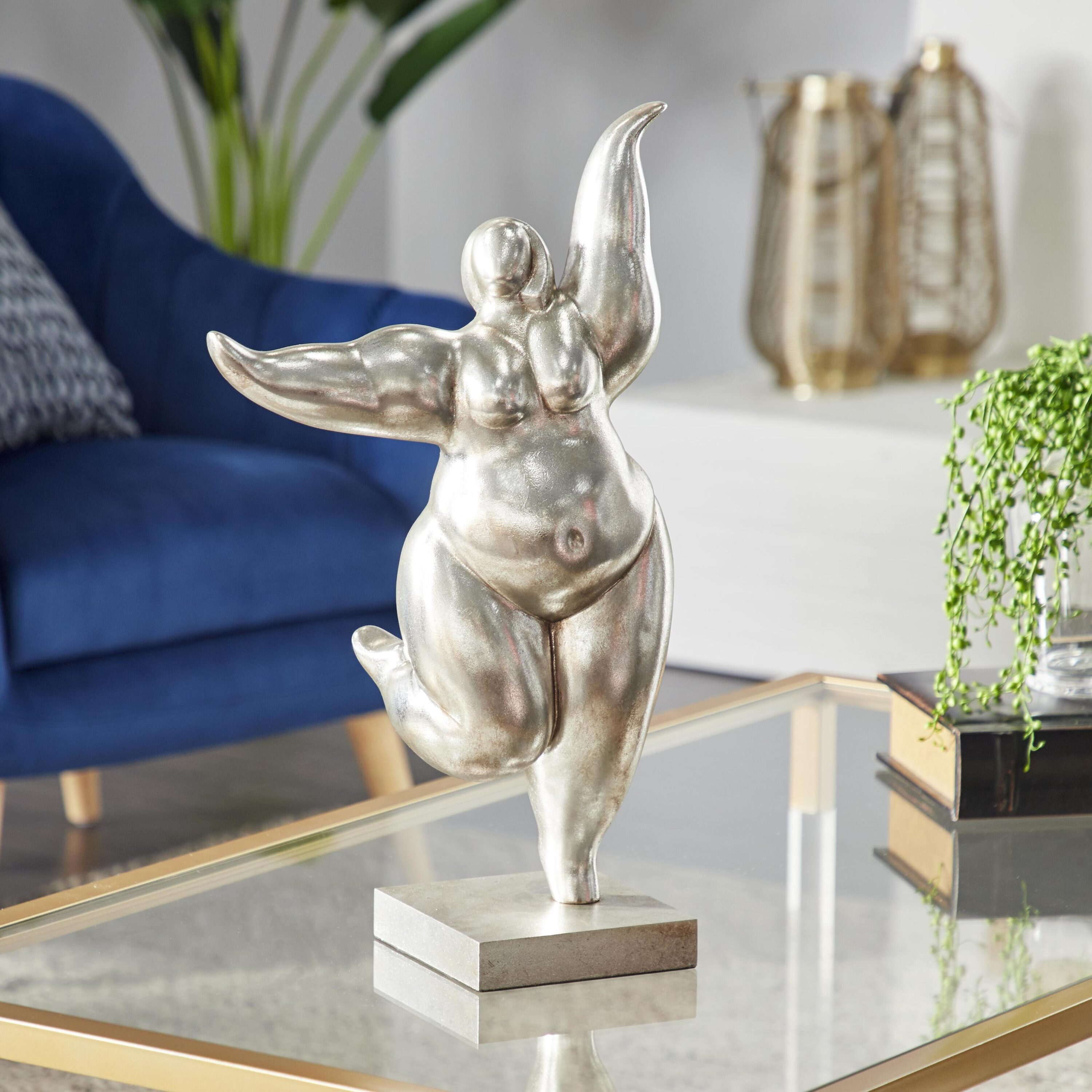 Grayson Lane 73387 Silver Stone Modern Sculpture