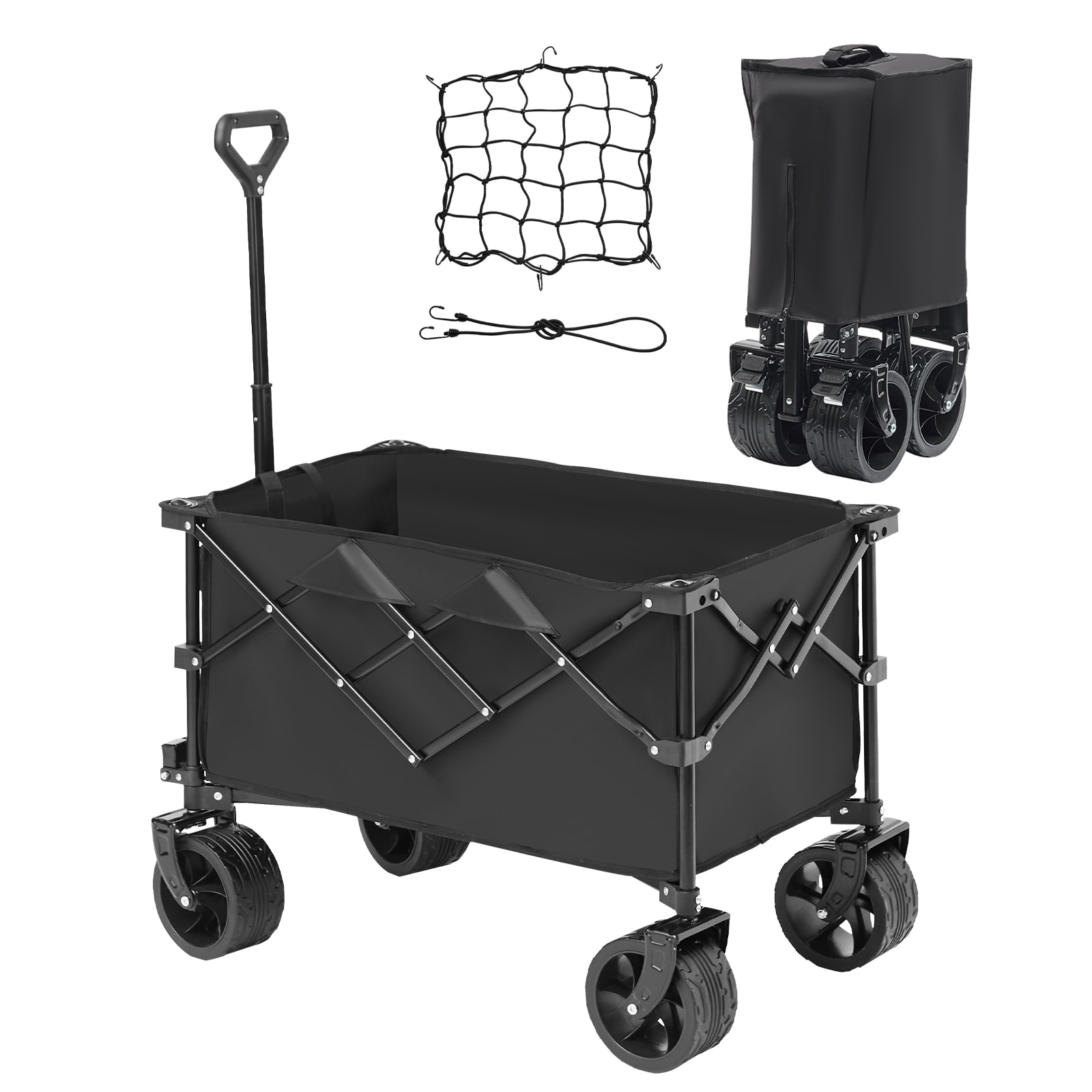SVOPES SVOPESZDHYBXS06347V0 Collapsible Folding Wagon 5.62-cu ft Cast iron Folding Yard Cart