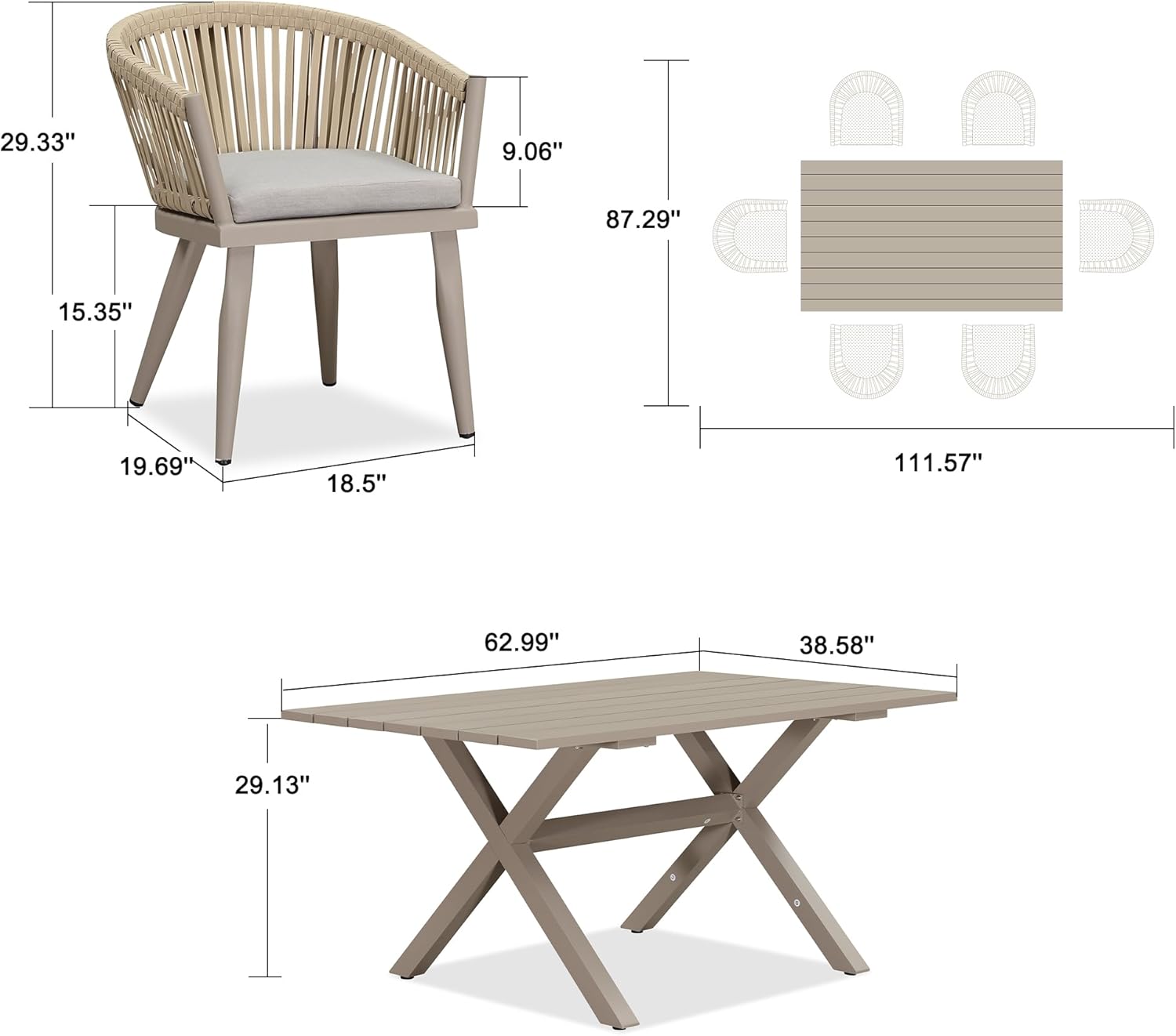 PURPLE LEAF LS03-OL07-160-CP Patio-Dining-Sets - View #8