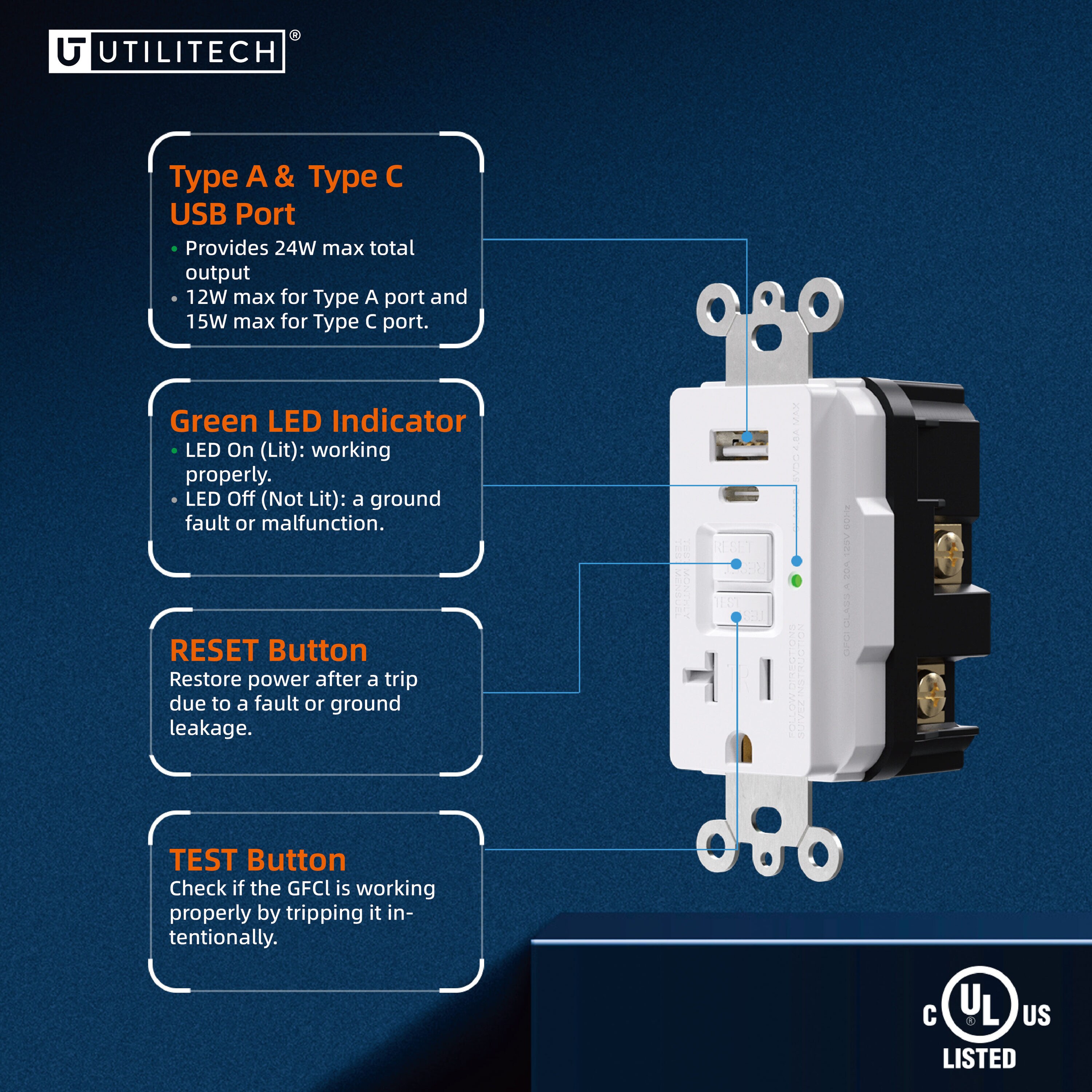 Utilitech LGR2320ACT1-WH receptacles - View #4