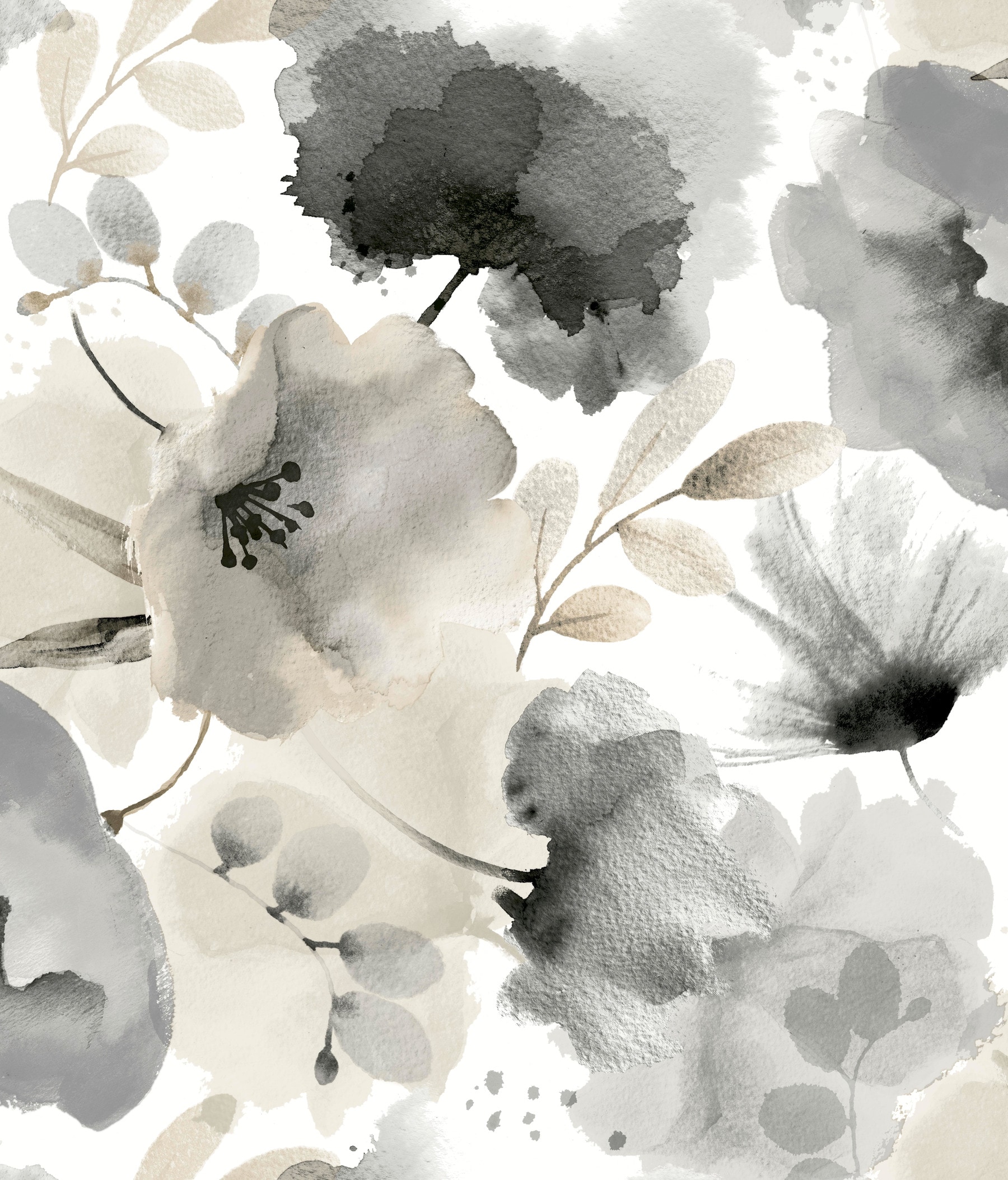 York Wallcoverings BL1771 56.4-Sq. Feet Grey Non-woven Floral Unpasted Wallpaper