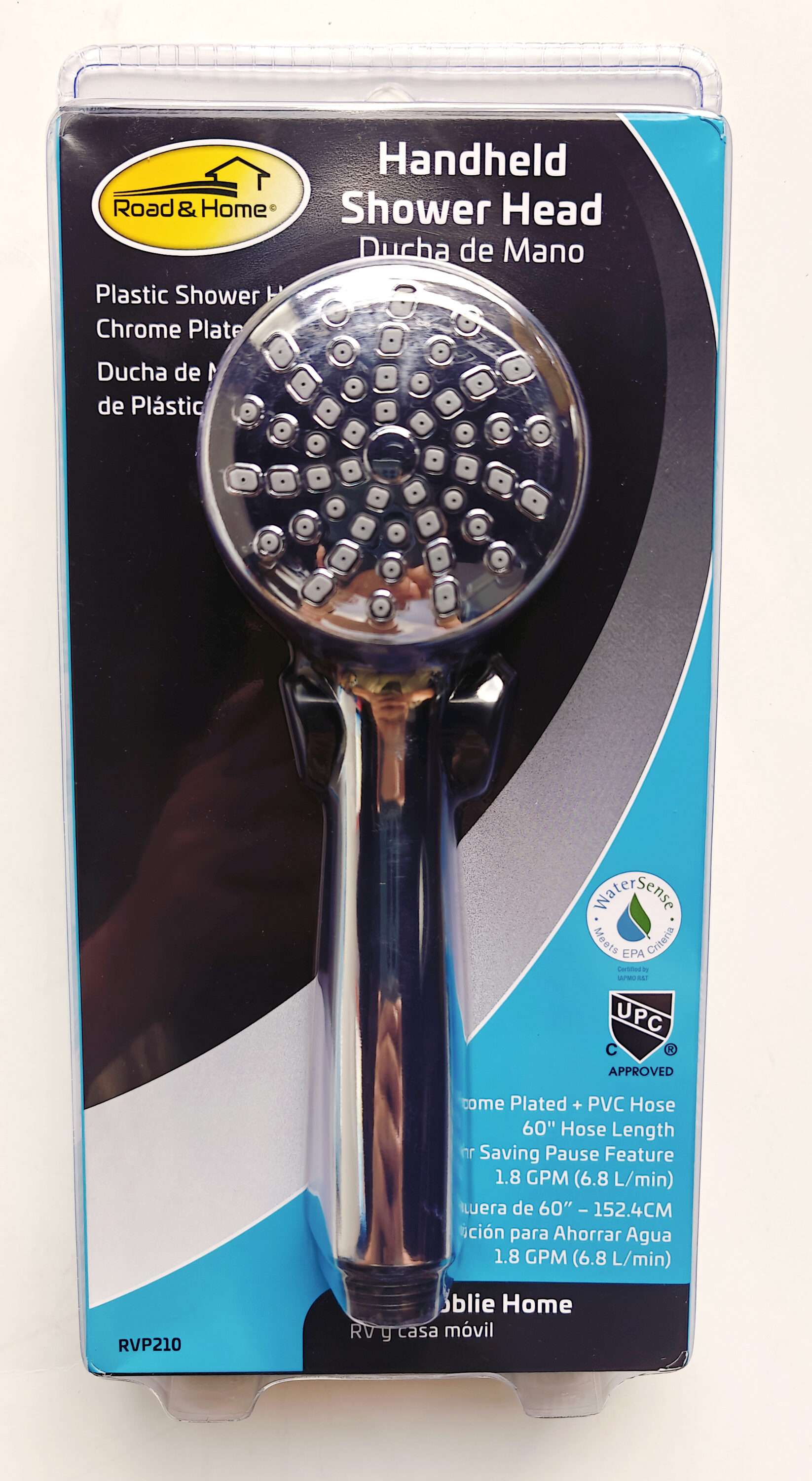 Road & Home RVP210 Chrome 4-in Round Handheld Shower Head 2.5 GPM