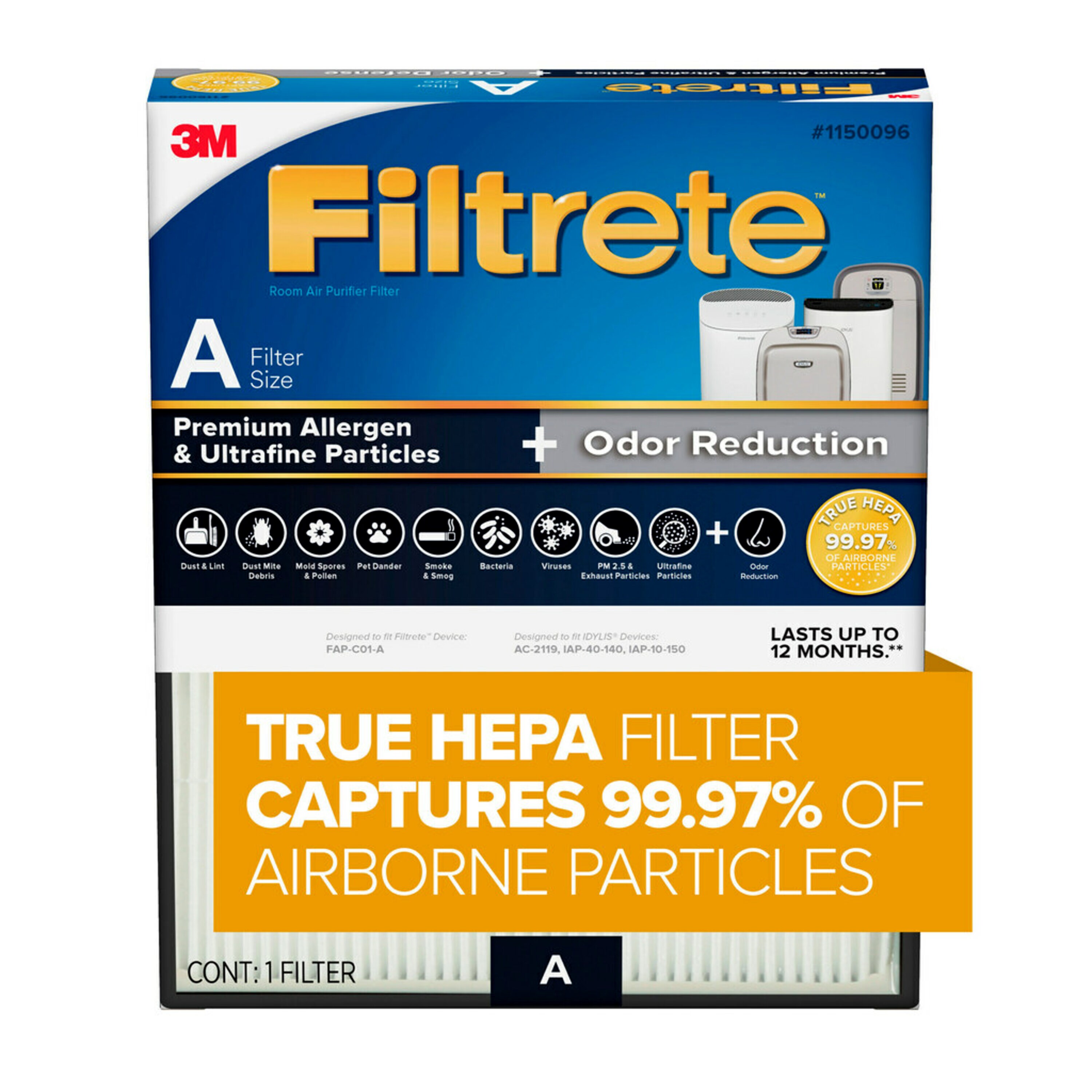 Premium Allergen and Ultrafine Particles Size A True HEPA Air Purifier Filter | - Filtrete FAPF-A-4