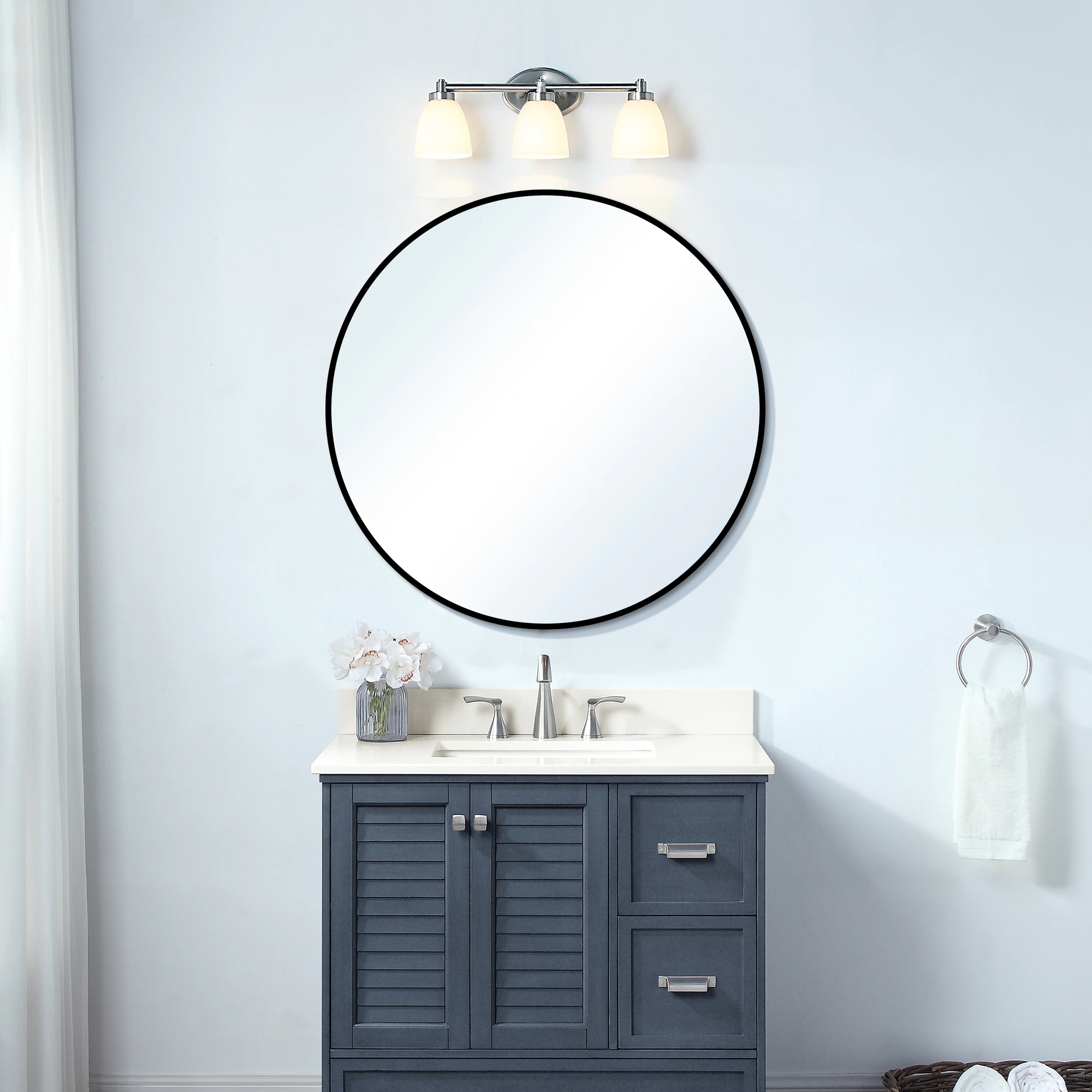 V-1001 Vanity Mirror 36 x 48 Flat Black Frame 2 inch - Artforhotel