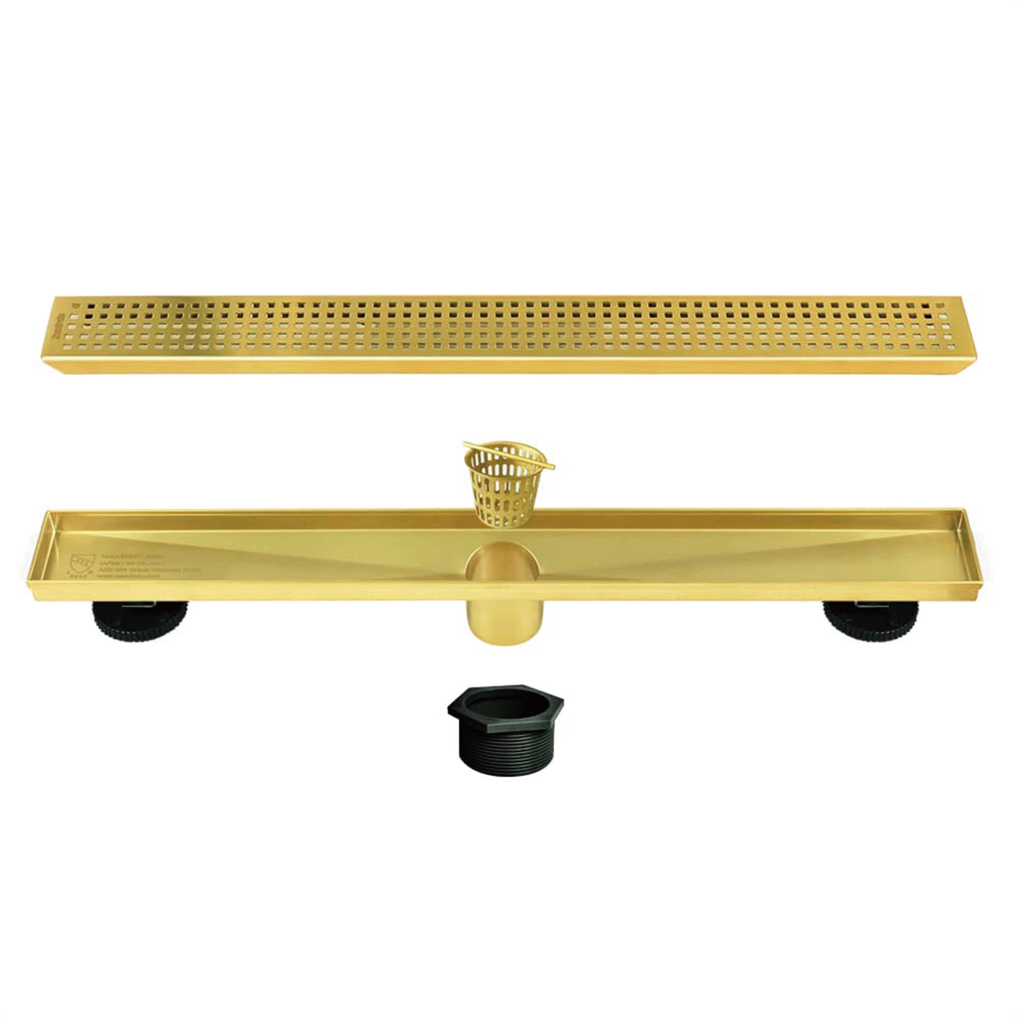 Neodrain ZA3-24-G03-GD 24-in Stainless Steel Linear Shower Drain with Square Pattern Surface
