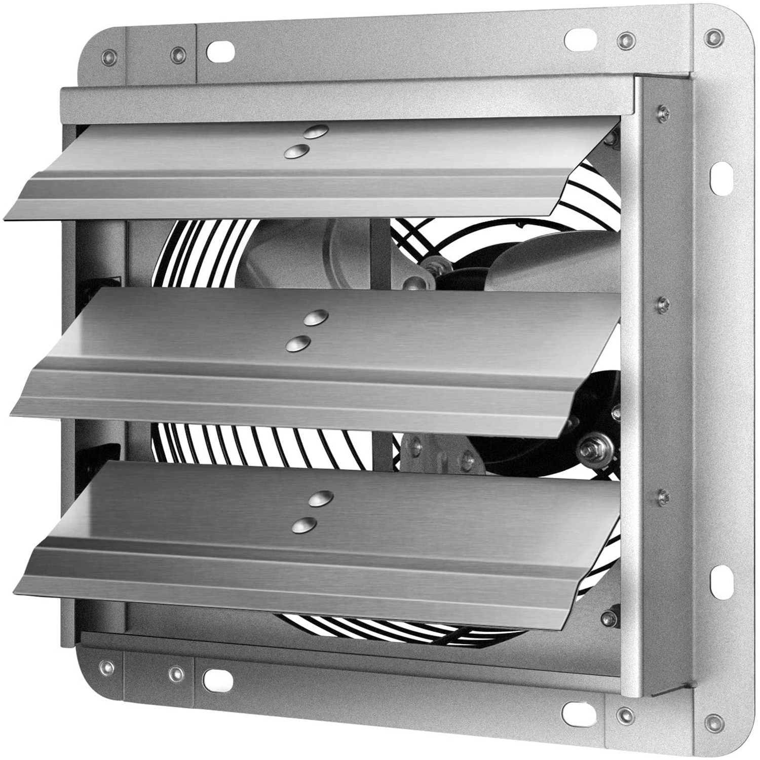 GZMR GR-W1134AUST7 10 Inch Shutter Exhaust Fan Aluminum 10-Inches Indoor Silver Wall Mounted Fan