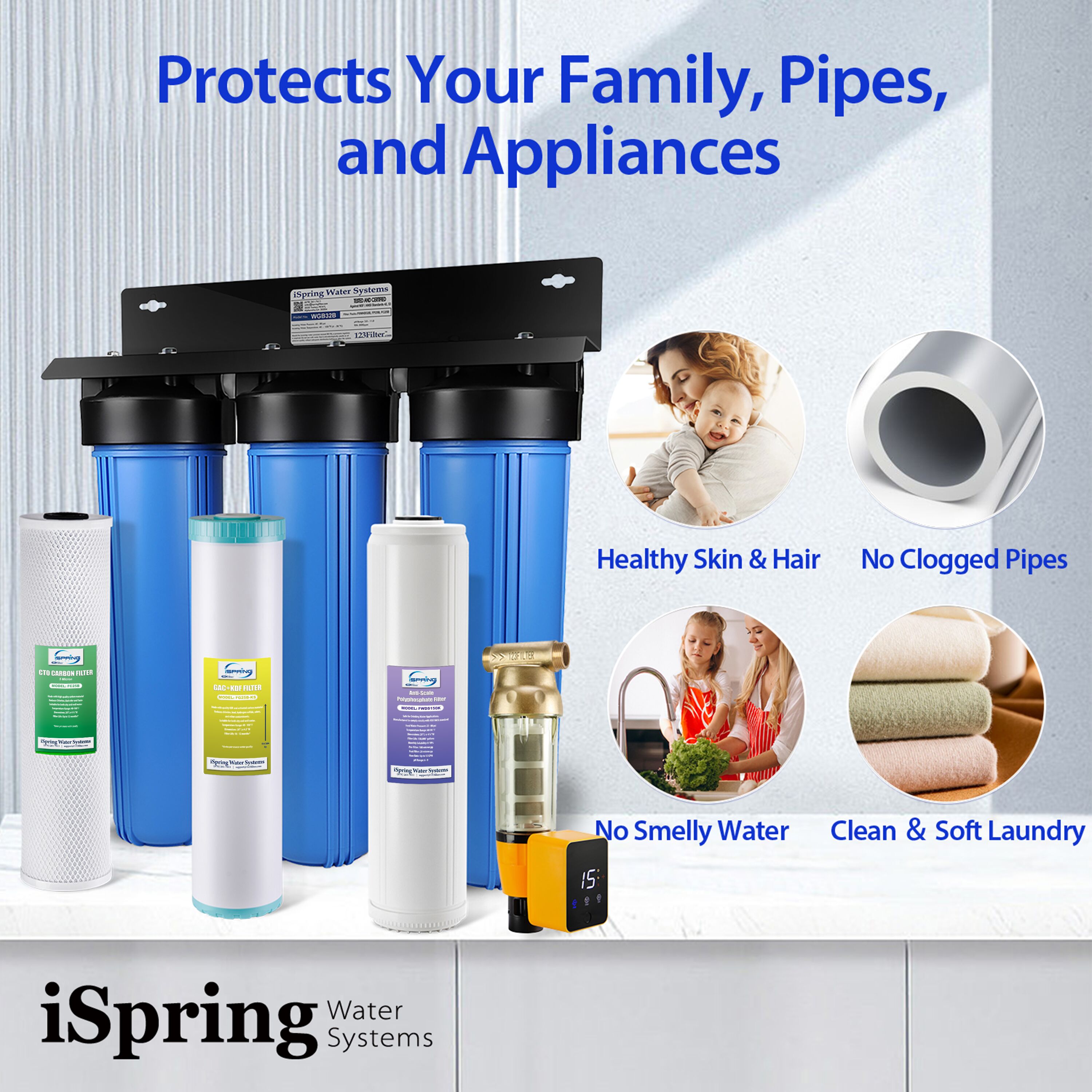 iSpring WGB32B-KDS+WSP50ARB Whole-House-Filtration-Systems - View #5