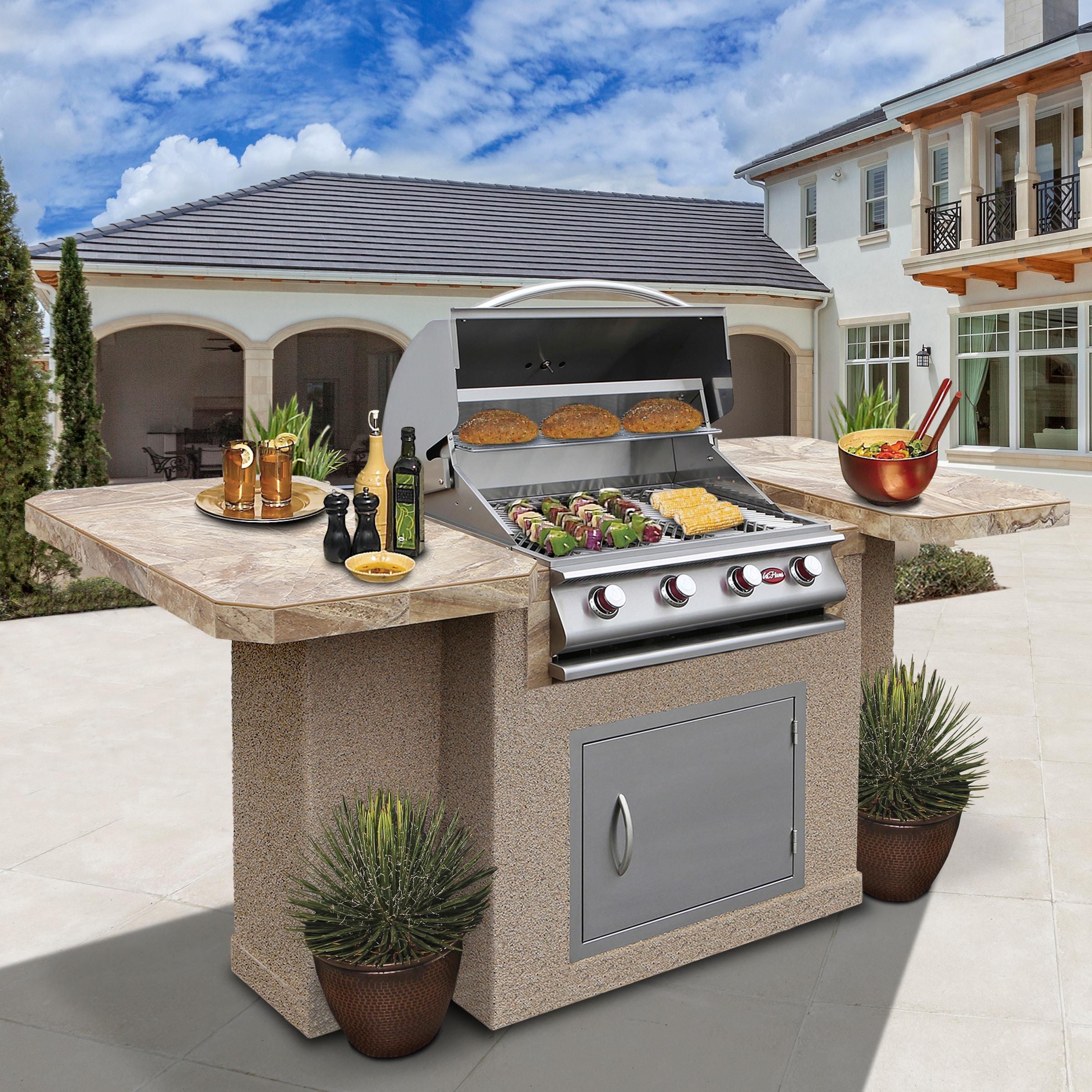 Cal Flame Wide Outdoor Kitchen Slide-Out Stainless Steel Propane Tank Drawer 