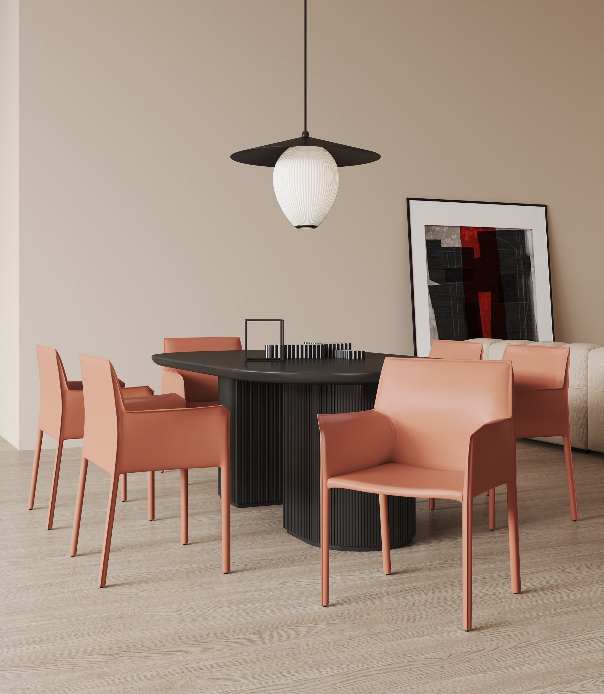 Manhattan Comfort DC034-CY Paris Contemporary/Modern Genuine Leather Upholstered Dining Arm Chair (Metal Frame)