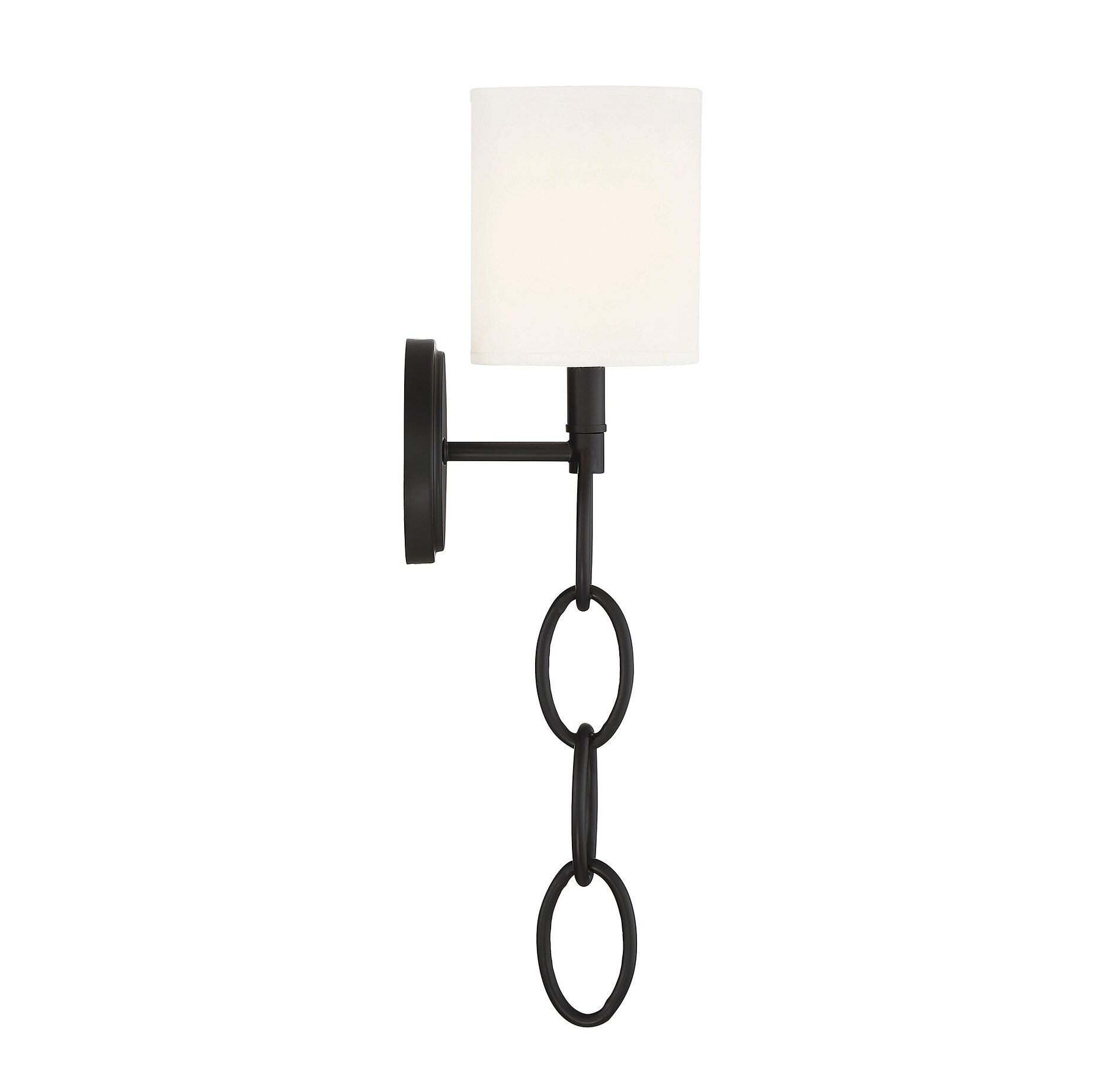 Matte Black Transitional Dimmable Wall Sconce with Fabric Shade