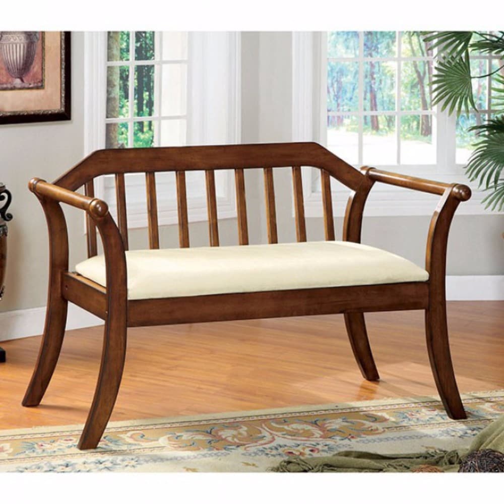 Benzara Modern Dark Oak Accent Bench 49-in X 22.25-in X 30.25-in At ...