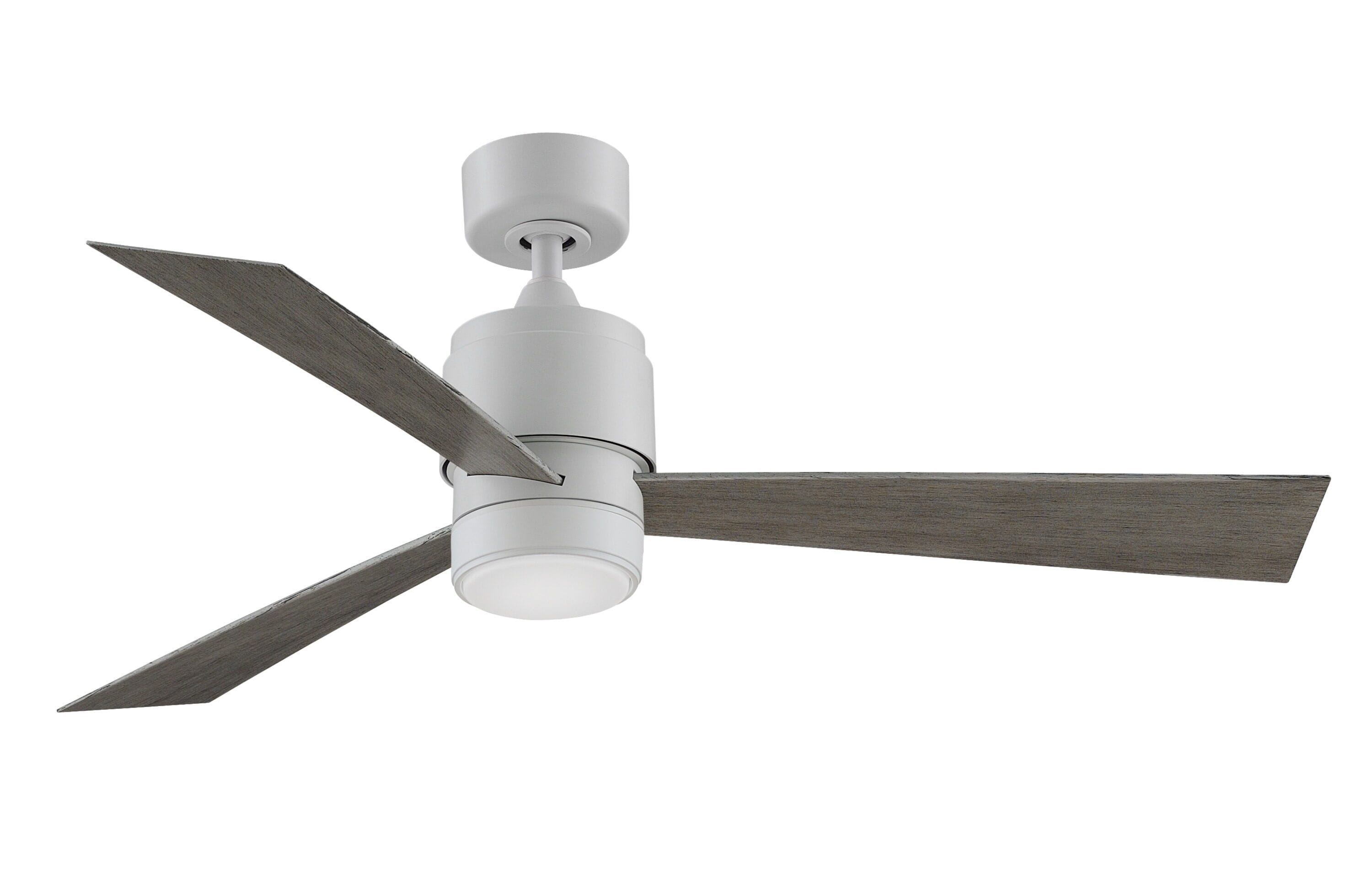 Fanimation FP4660MWW-52WEW-LK Zonix Wet Custom 52-in Matte White with Weathered Wood Blades Integrated LED Indoor/Outdoor Propeller Ceiling Fan with Light and Remote (3-Blade)